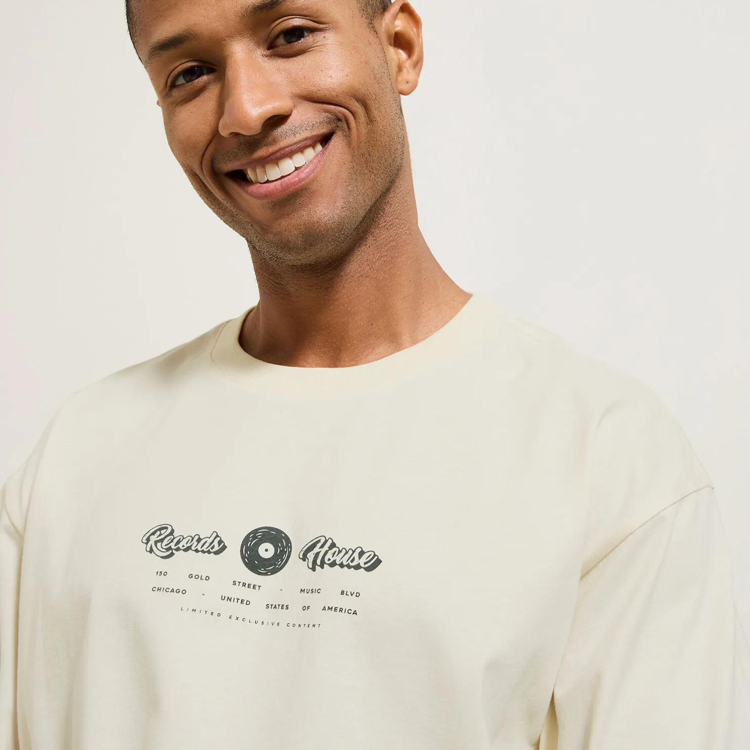 Katoenen T-shirt met ronde hals en print