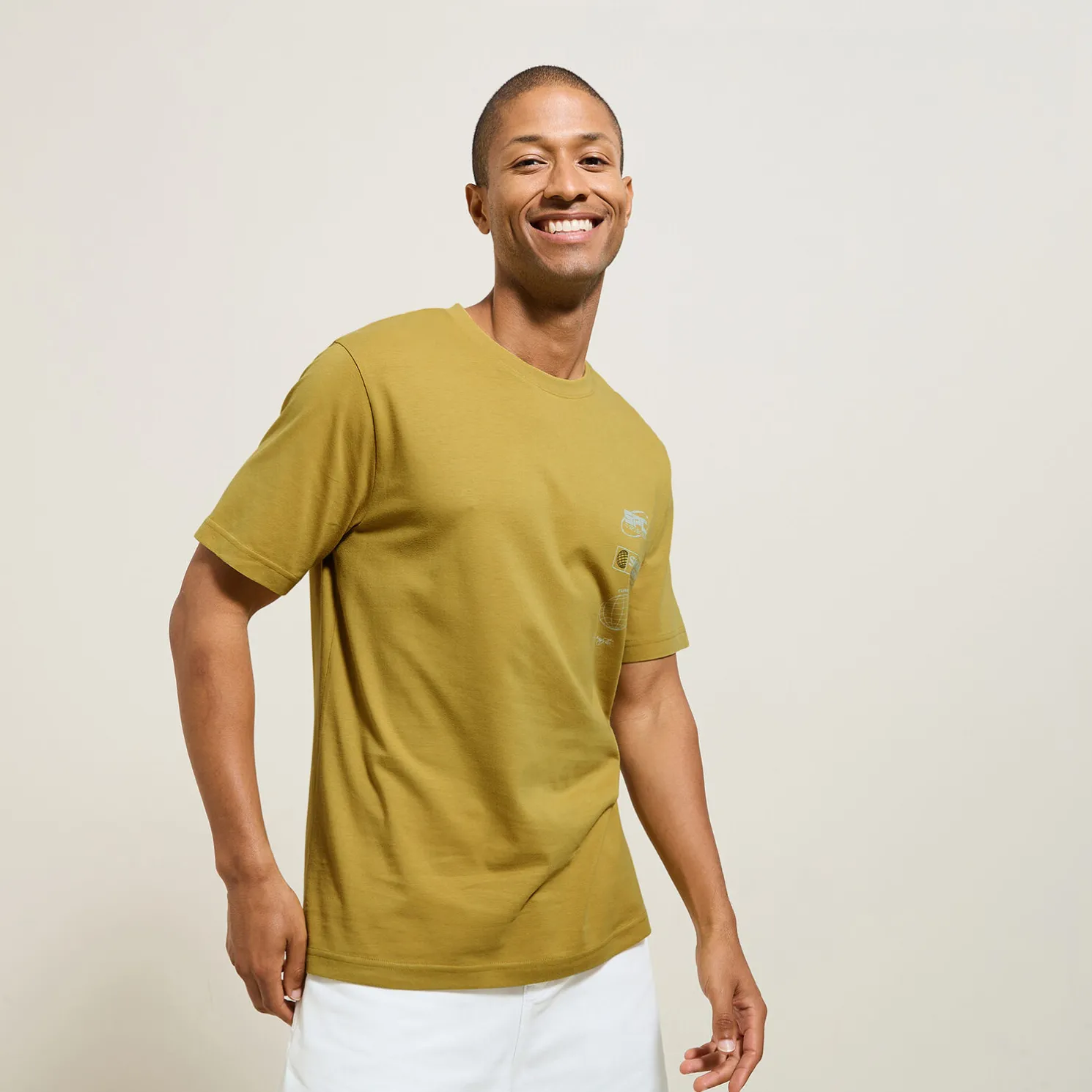 Katoenen T-shirt met ronde hals en print