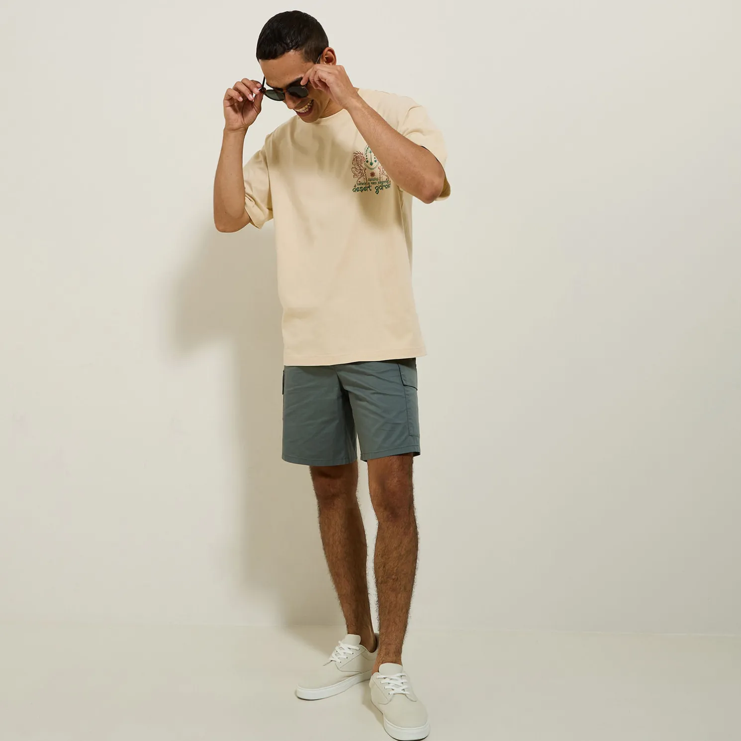 Katoenen T-shirt met ronde hals en tijger-print