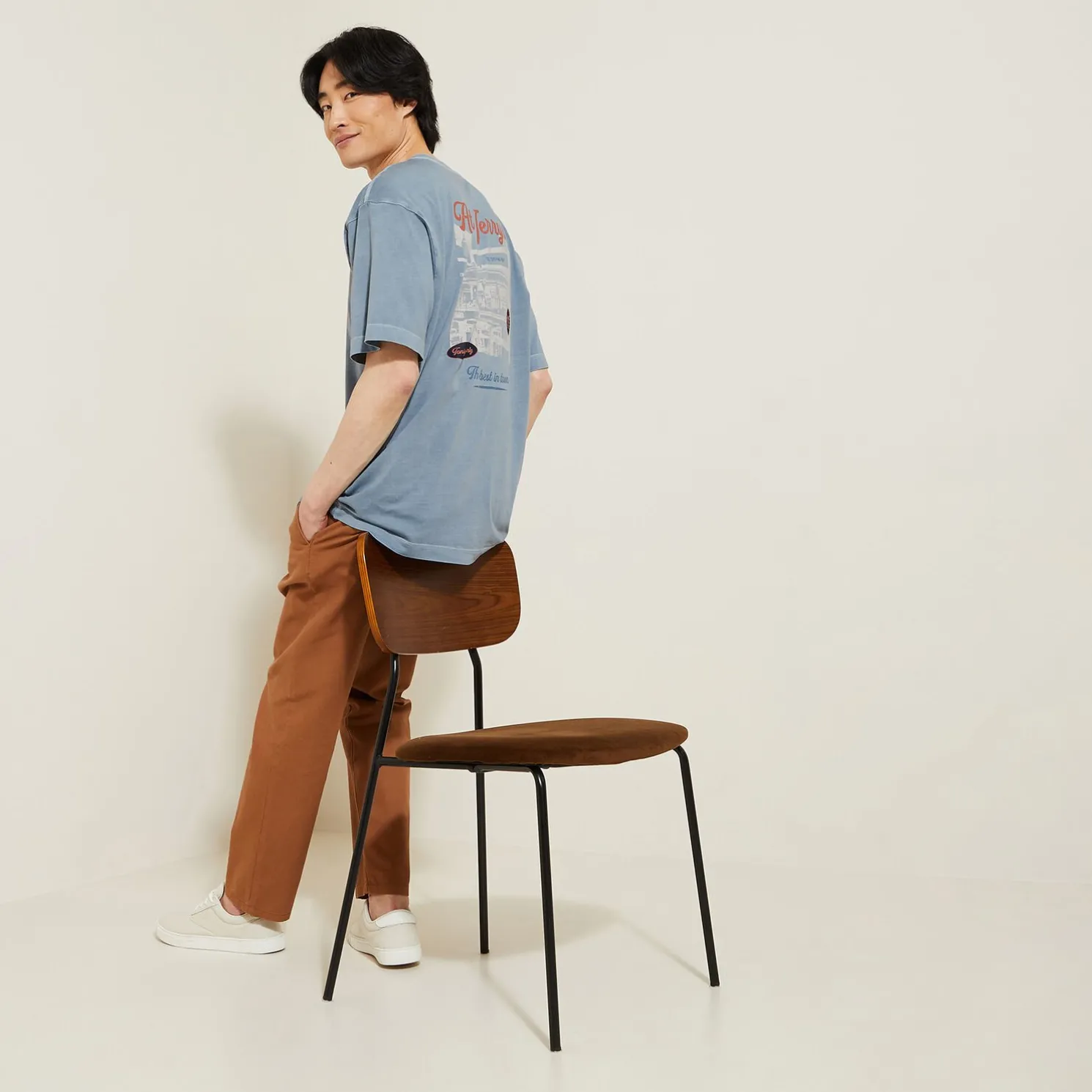 Katoenen T-shirt met ronde hals en print