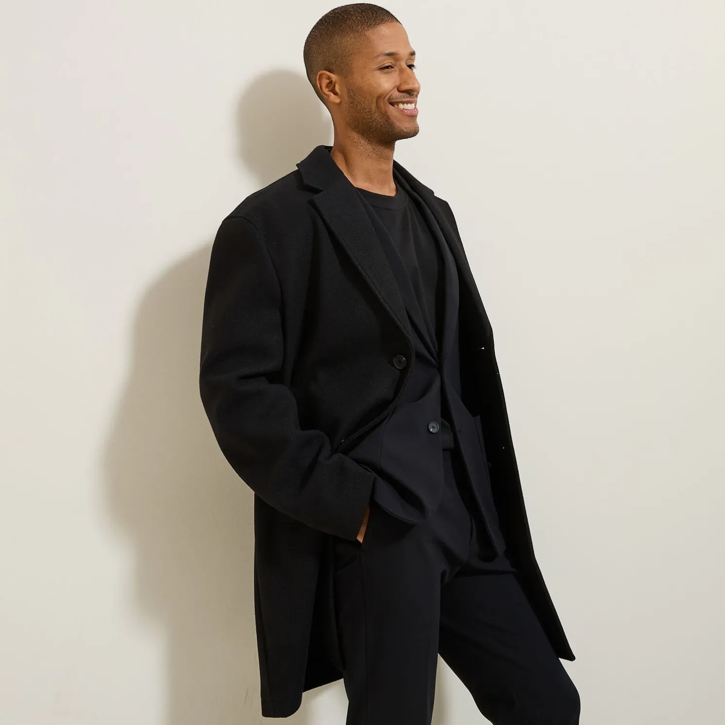 Lange wintermantel met reverskraag