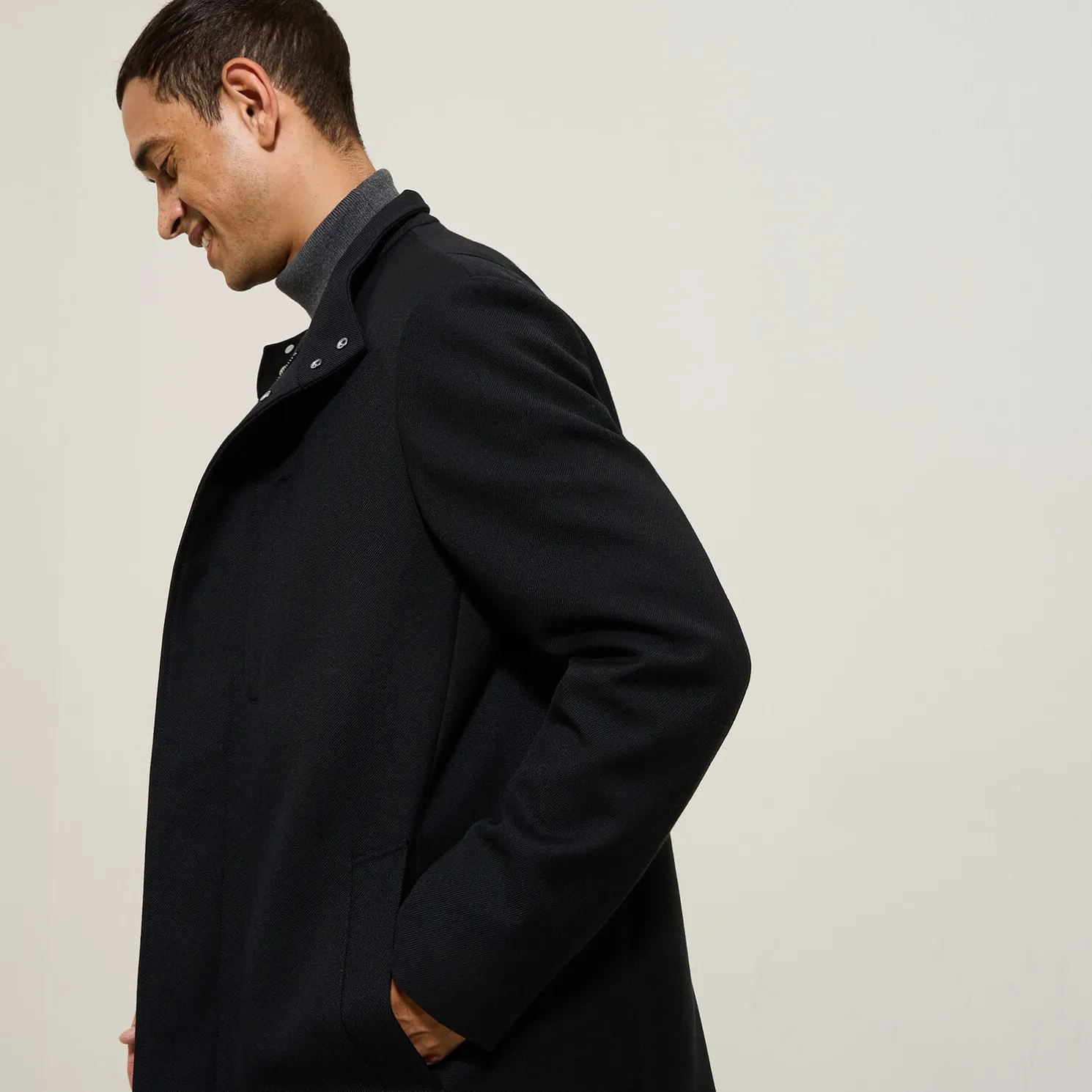 Lange wintermantel met opstaande kraag