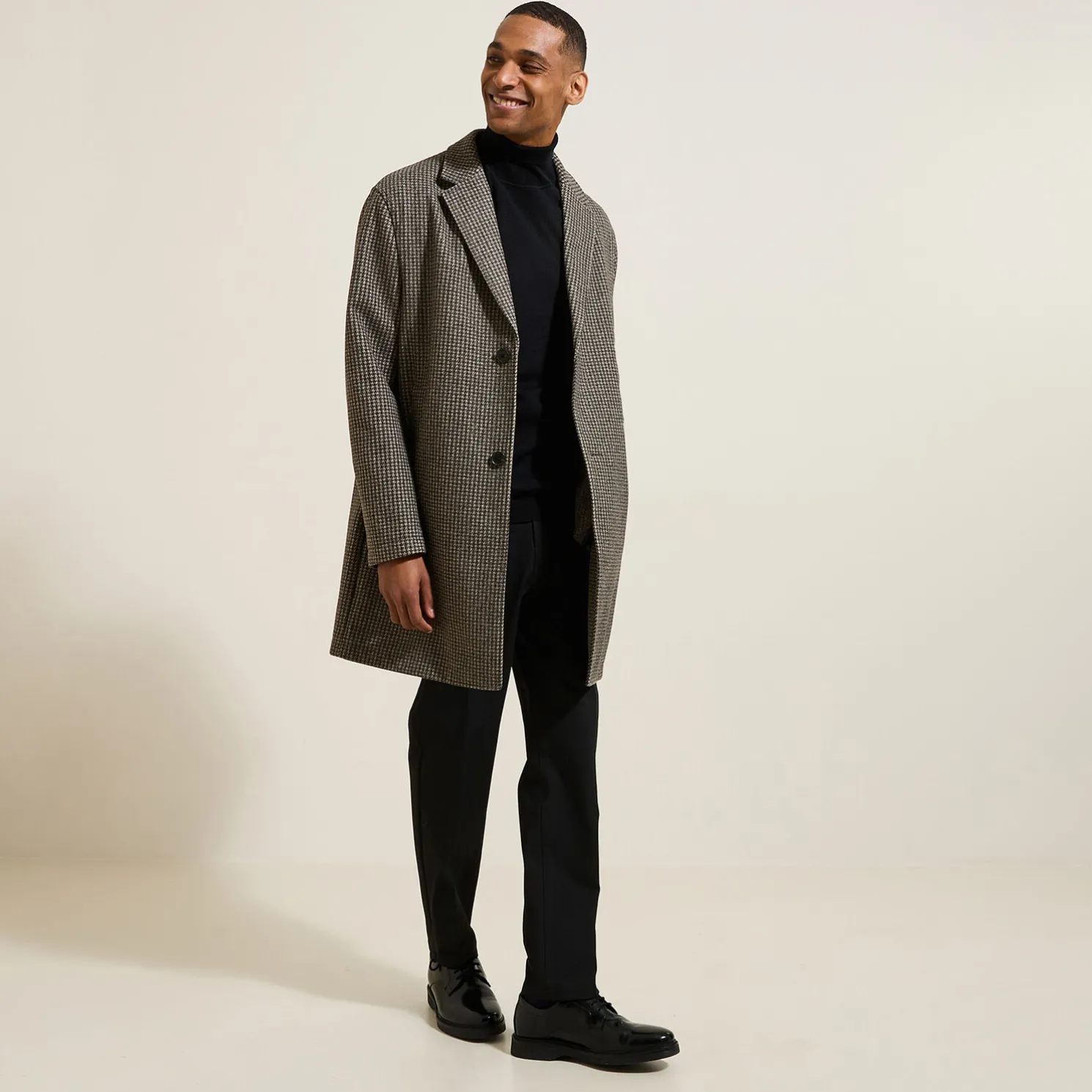 Lange wintermantel met reverskraag