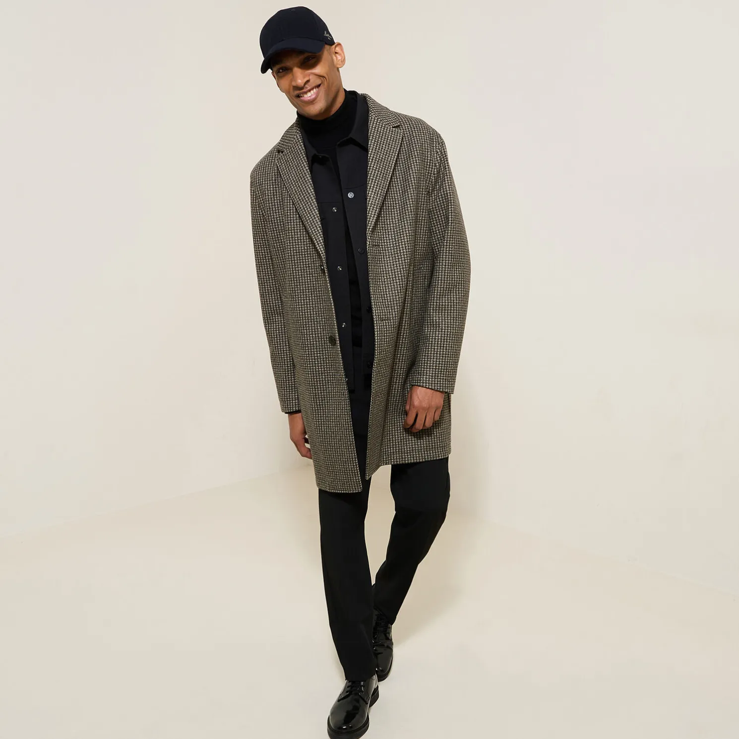 Lange wintermantel met reverskraag