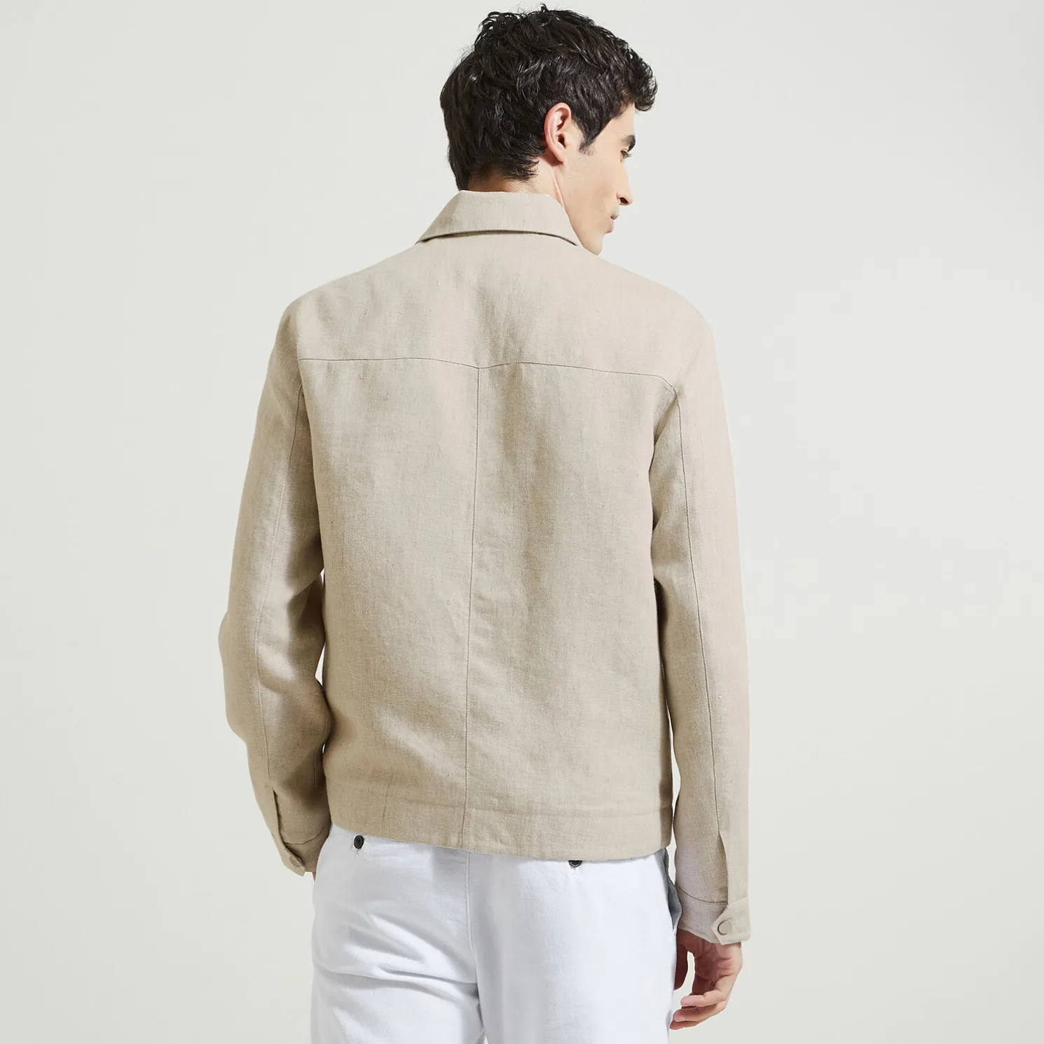 Linnen jack met hemdskraag