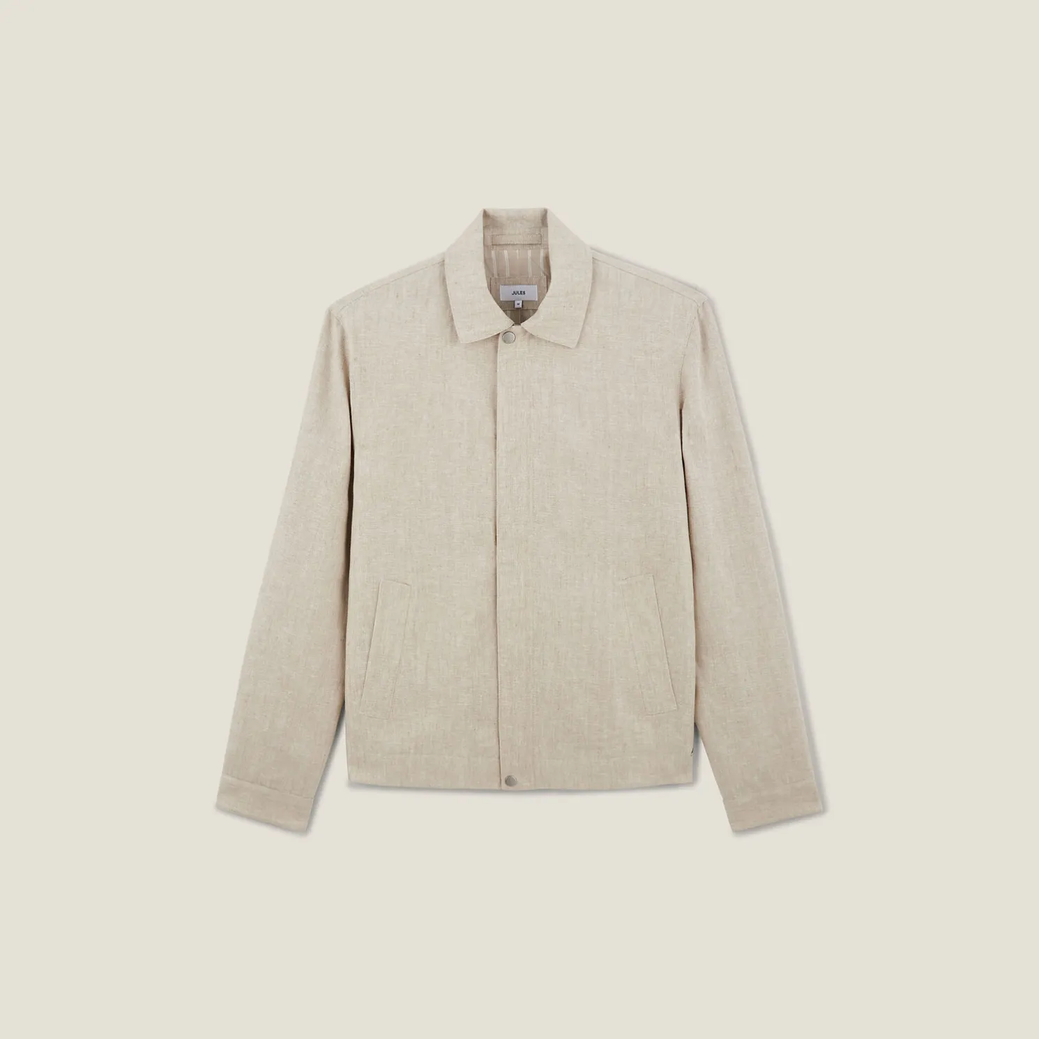 Linnen jack met hemdskraag