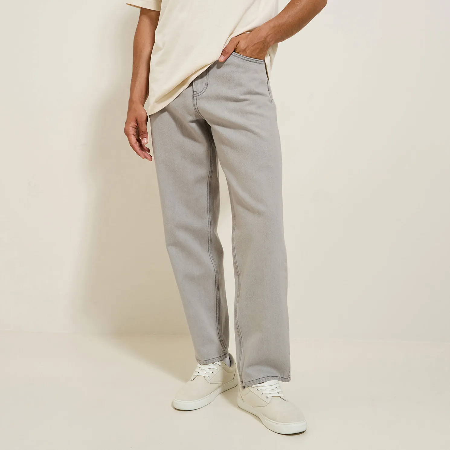 Loose jeans in 100% katoen