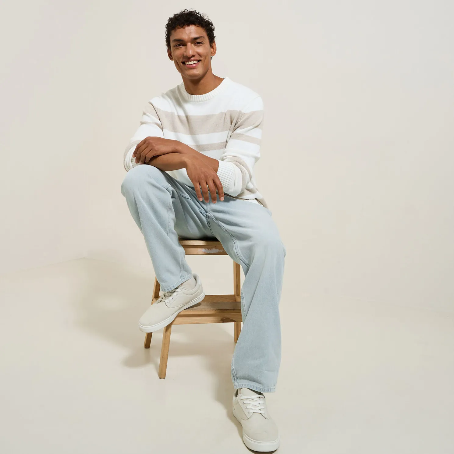 Loose jeans met plooien