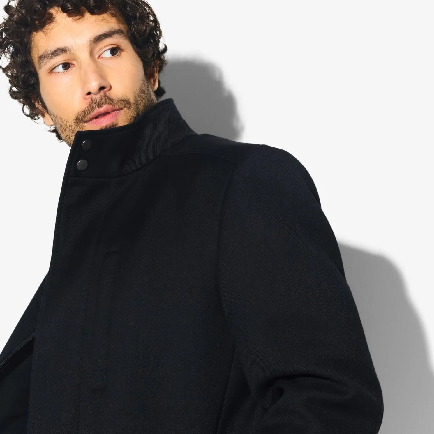 Mantel met rits en opstaande kraag