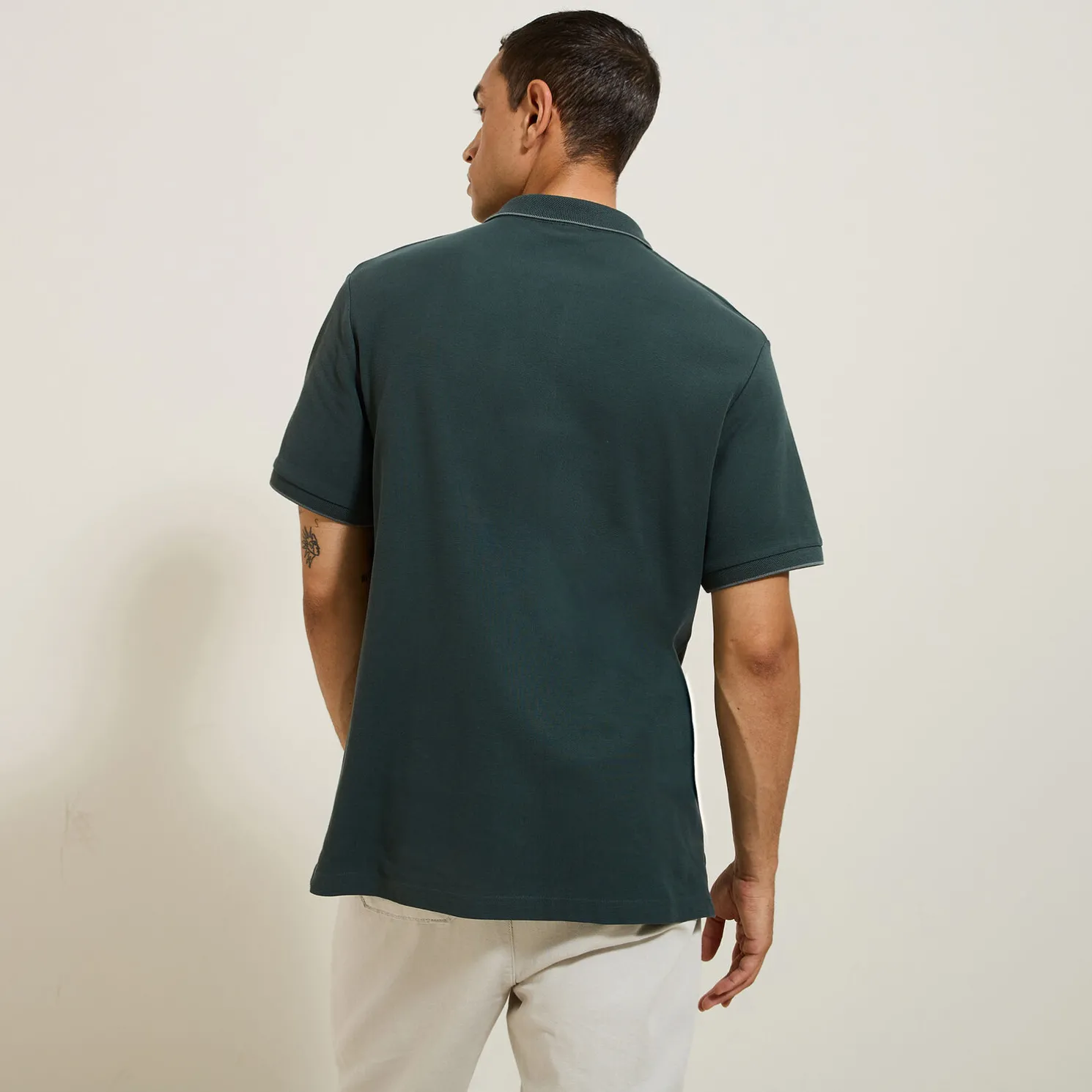 Polo in piquékatoen met korte mouwen