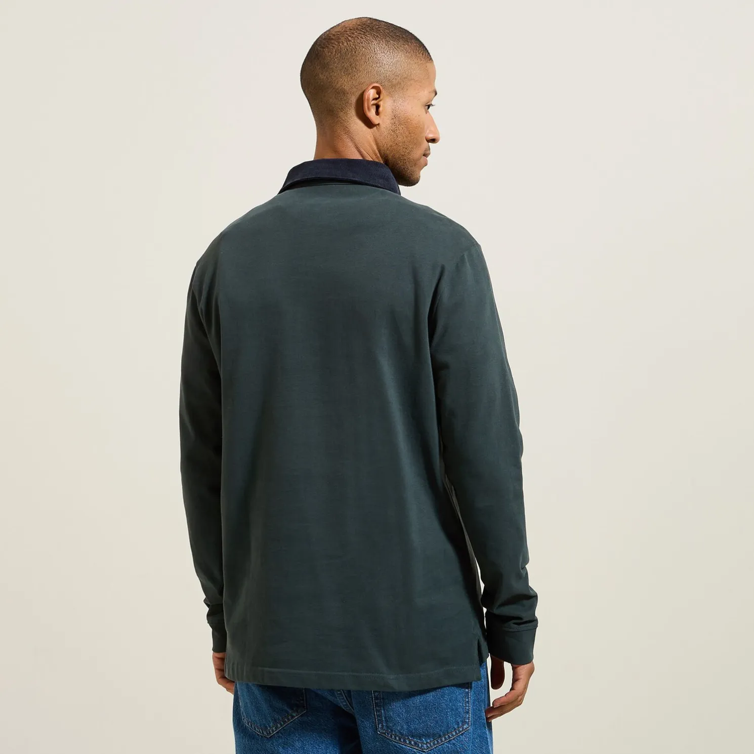 Polo lange mouwen in piquékatoen, fluwelen kraag