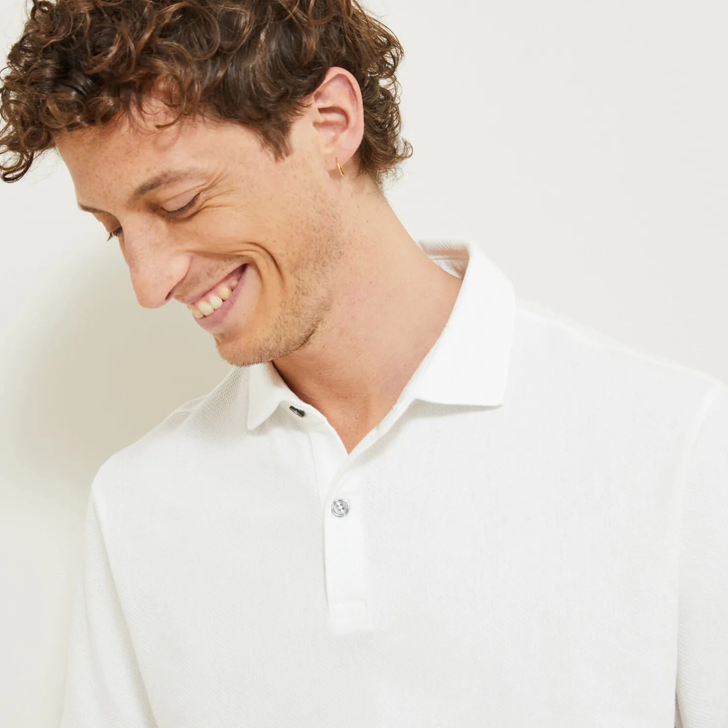 Polo met korte mouwen, visgraatmotief en Italiaans