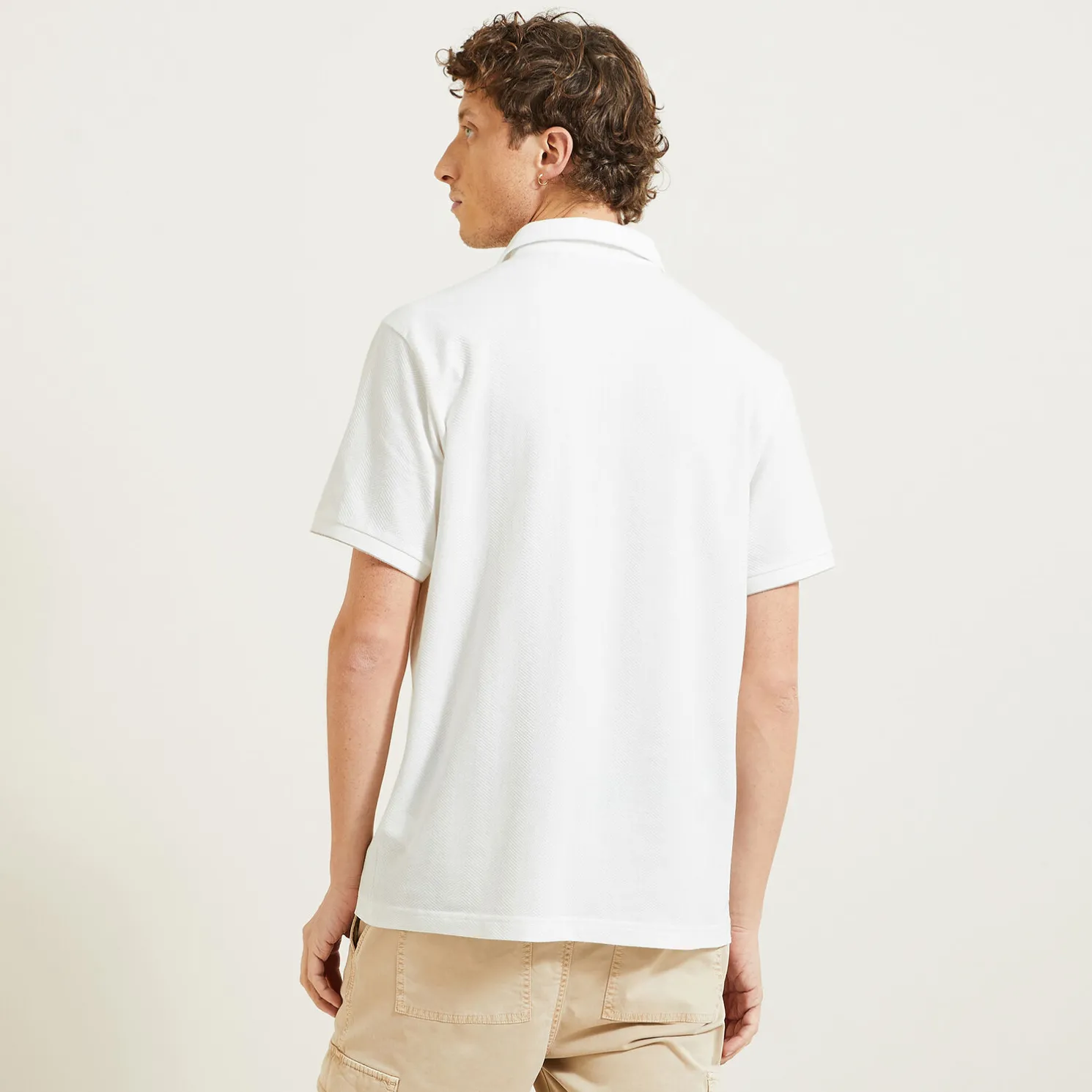 Polo met korte mouwen, visgraatmotief en Italiaans