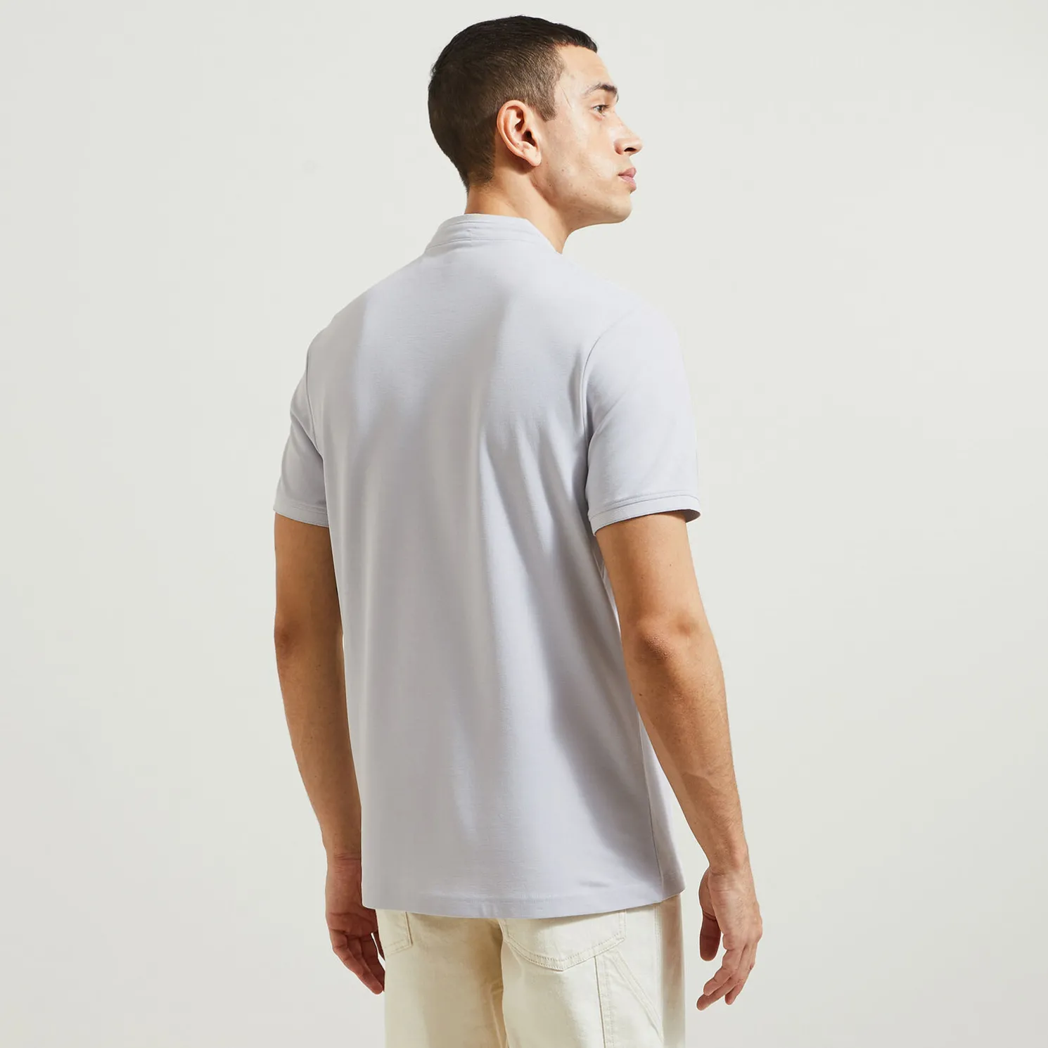 Polo met korte mouwen en mao-kraag in piquékatoen