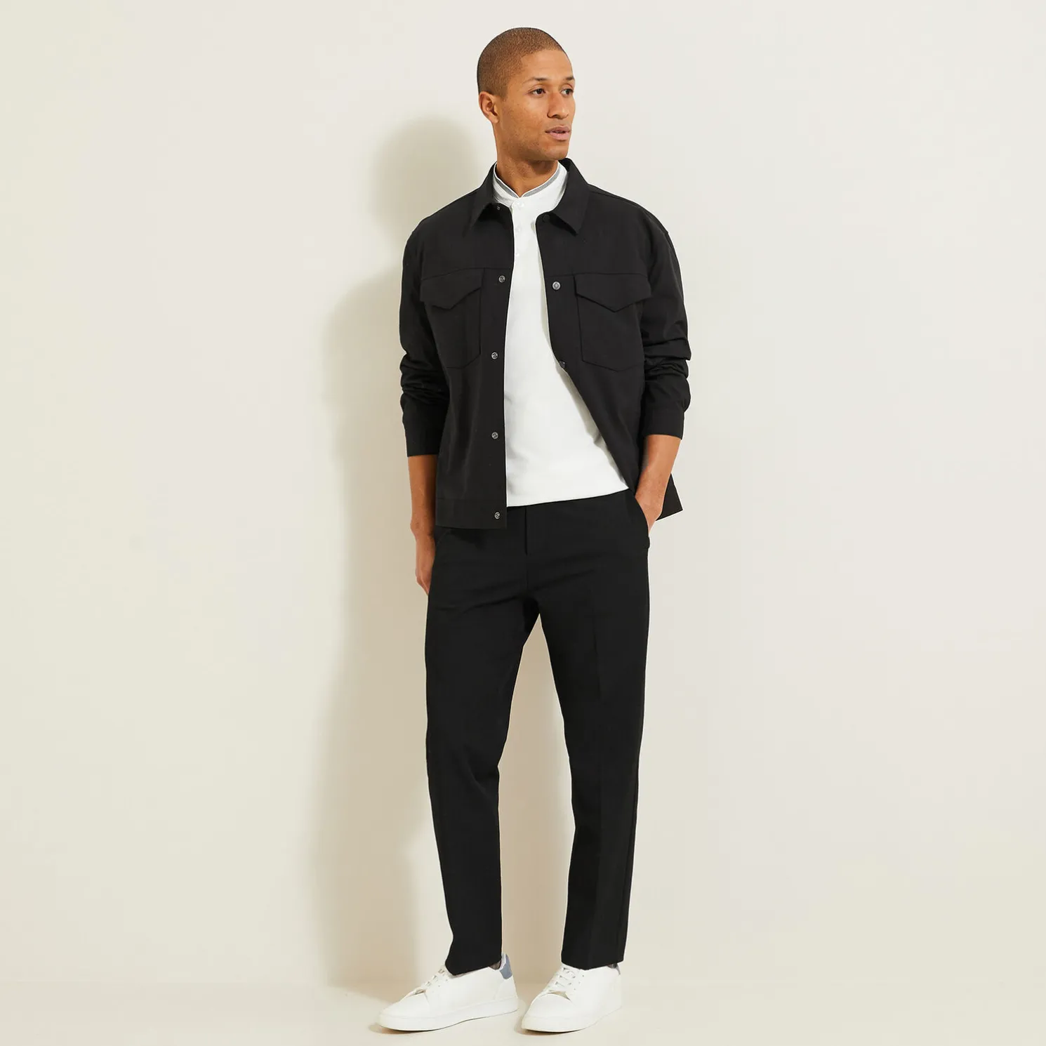 Polo met korte mouwen en mao-kraag in piquékatoen