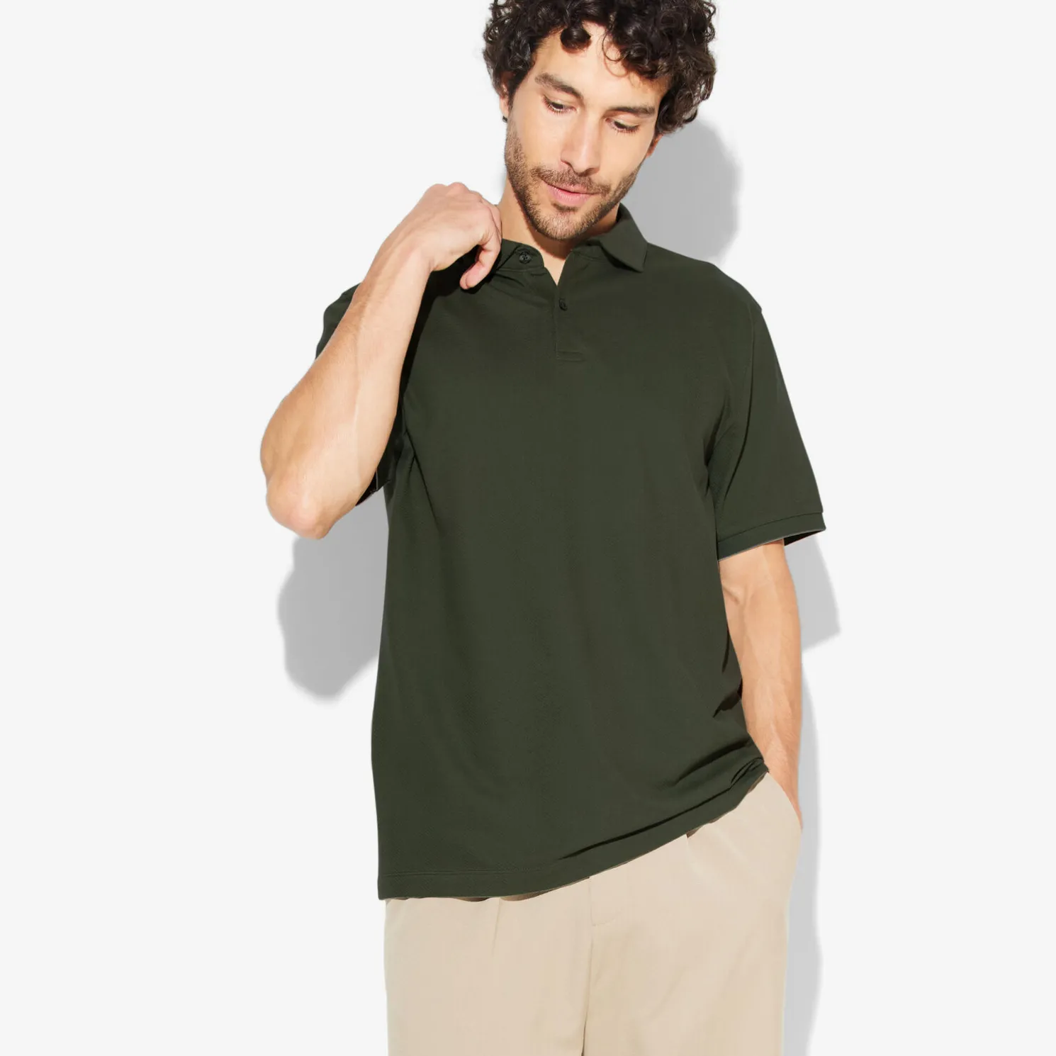 Polo met korte mouwen, visgraatmotief en Italiaans