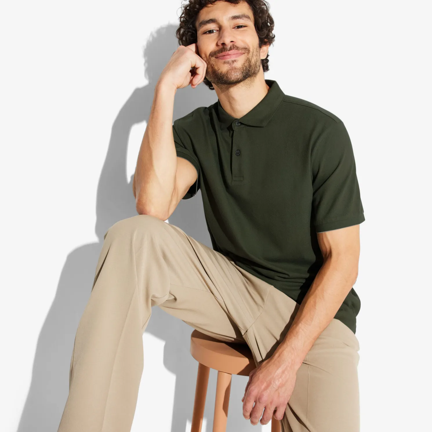 Polo met korte mouwen, visgraatmotief en Italiaans