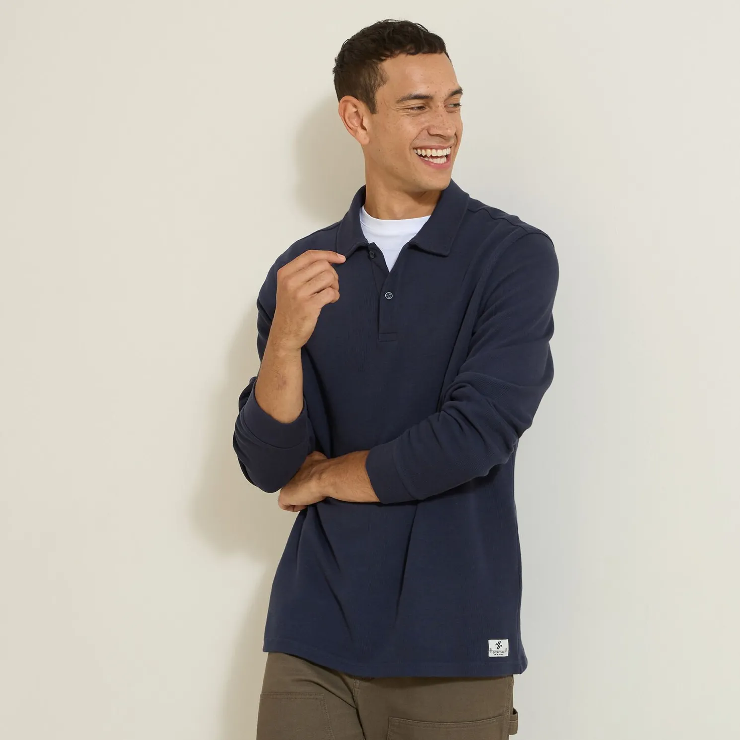 Polo met lange mouwen en relax snit