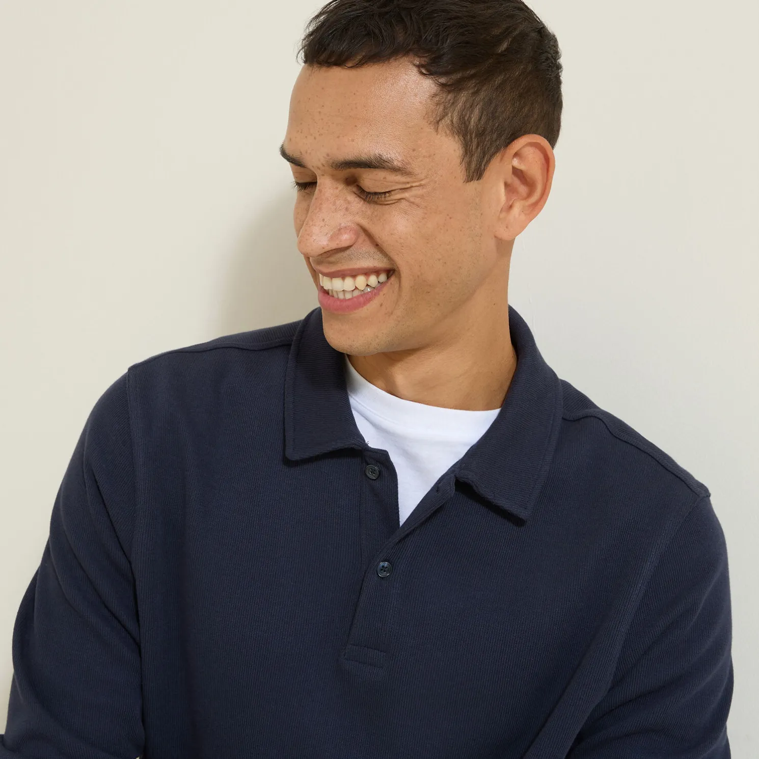 Polo met lange mouwen en relax snit