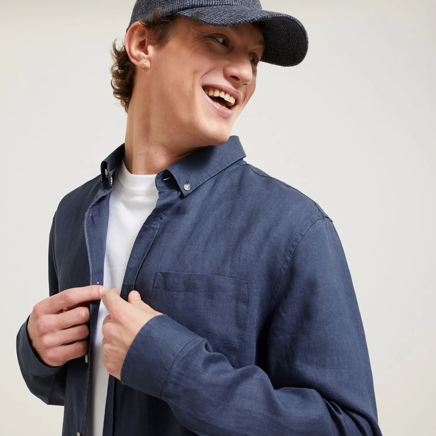 Regular effen hemd in linnen