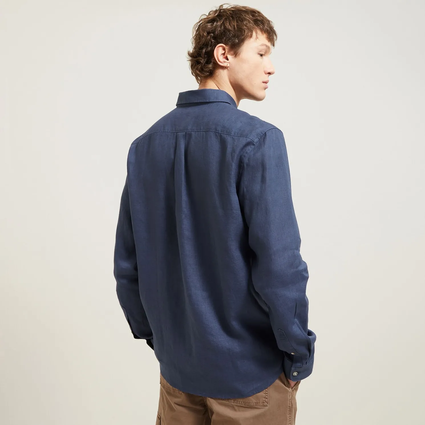 Regular effen hemd in linnen