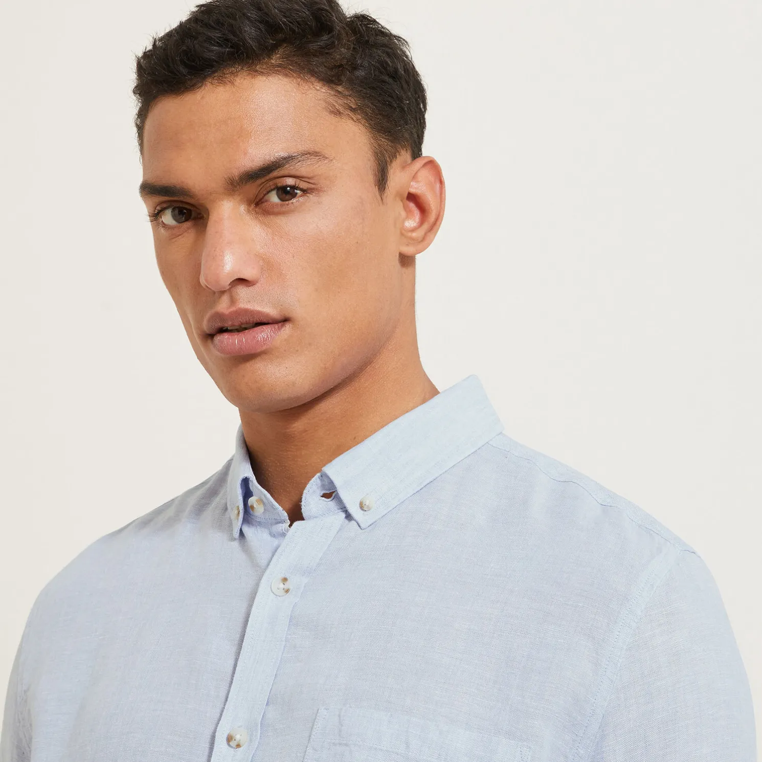 Regular effen hemd in linnen