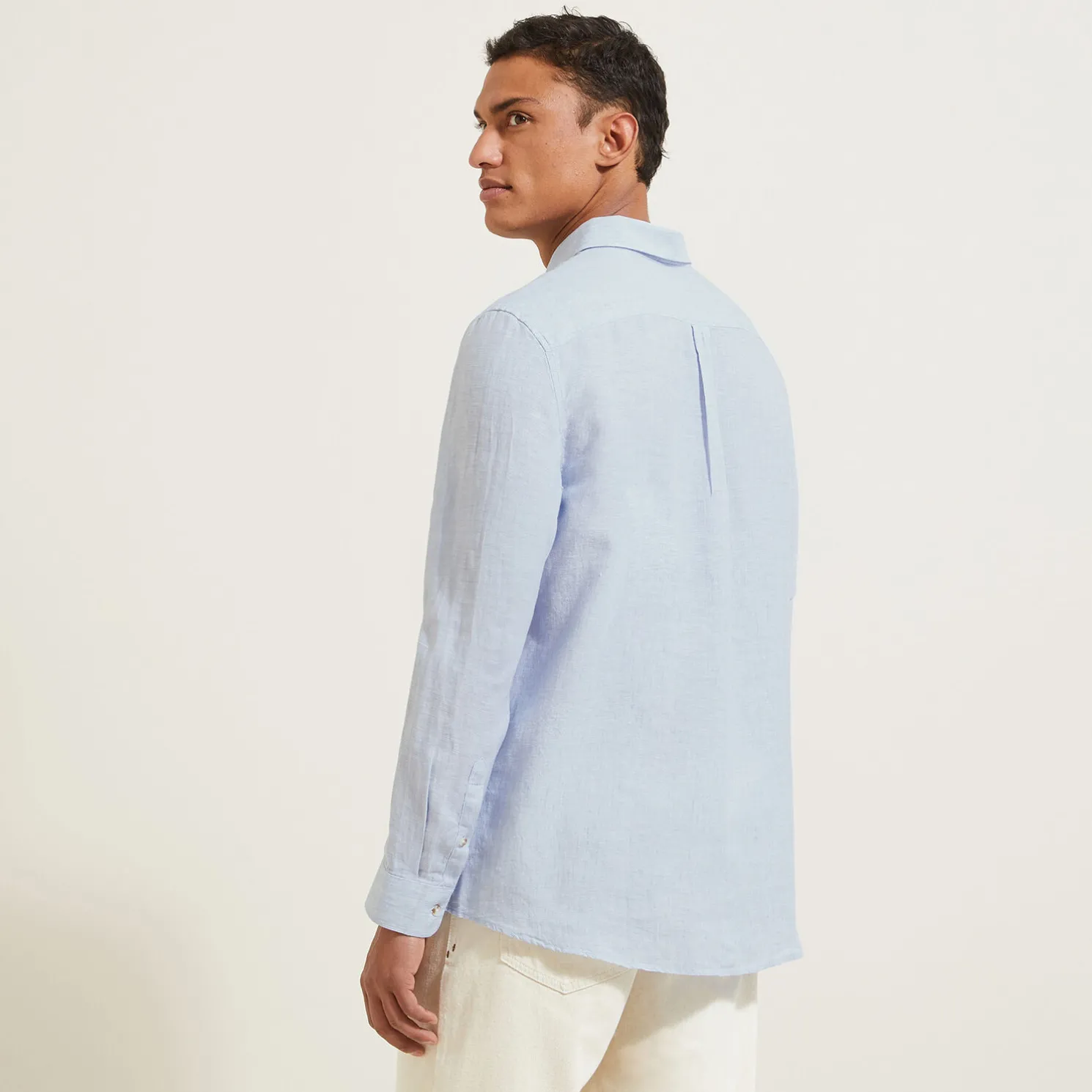 Regular effen hemd in linnen