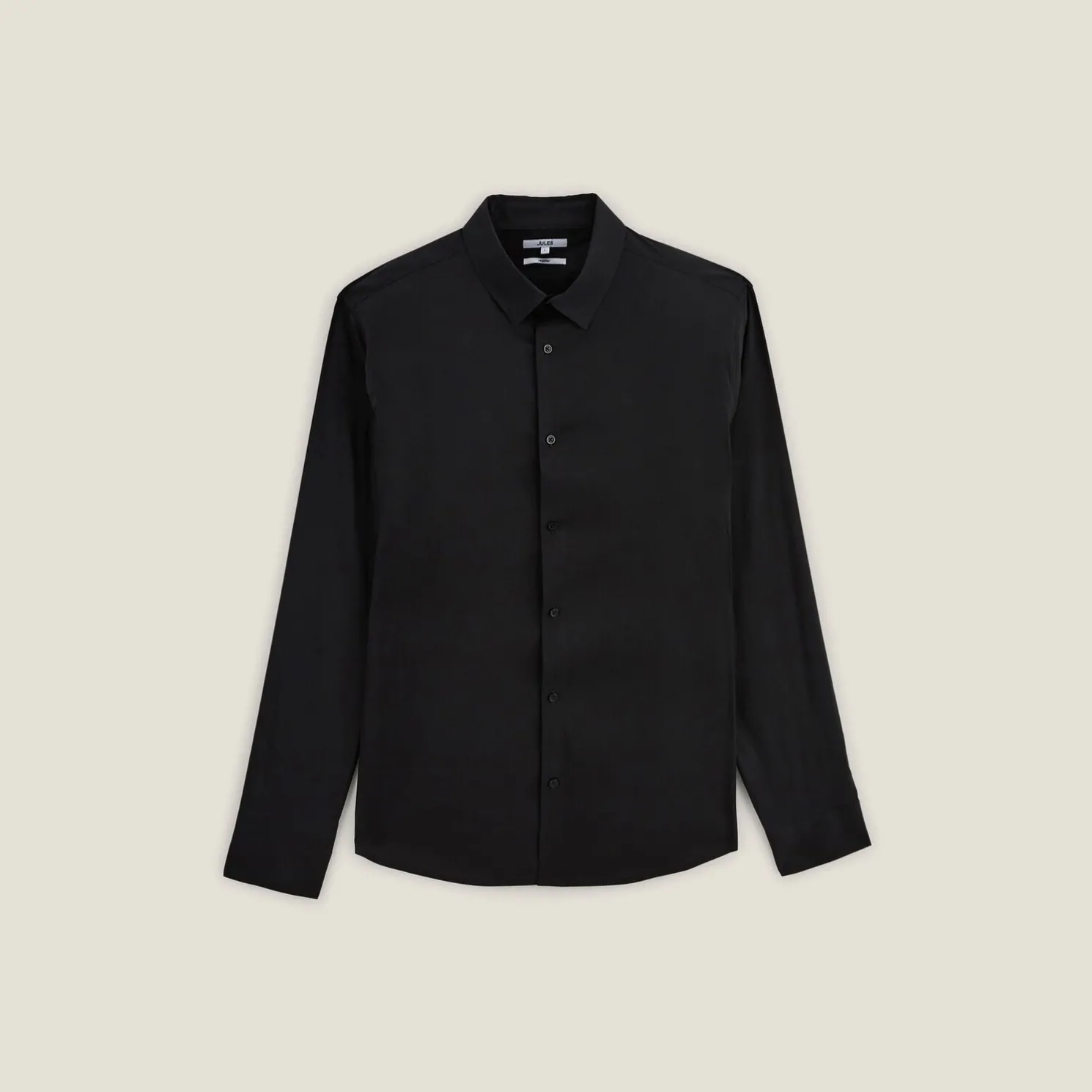 Regular effen hemd in katoen, nylon en elastaan