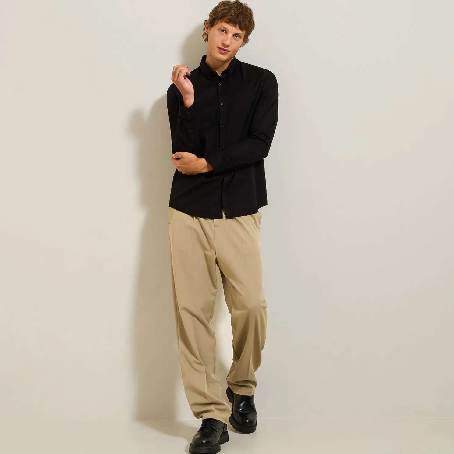 Regular effen hemd in biokatoen