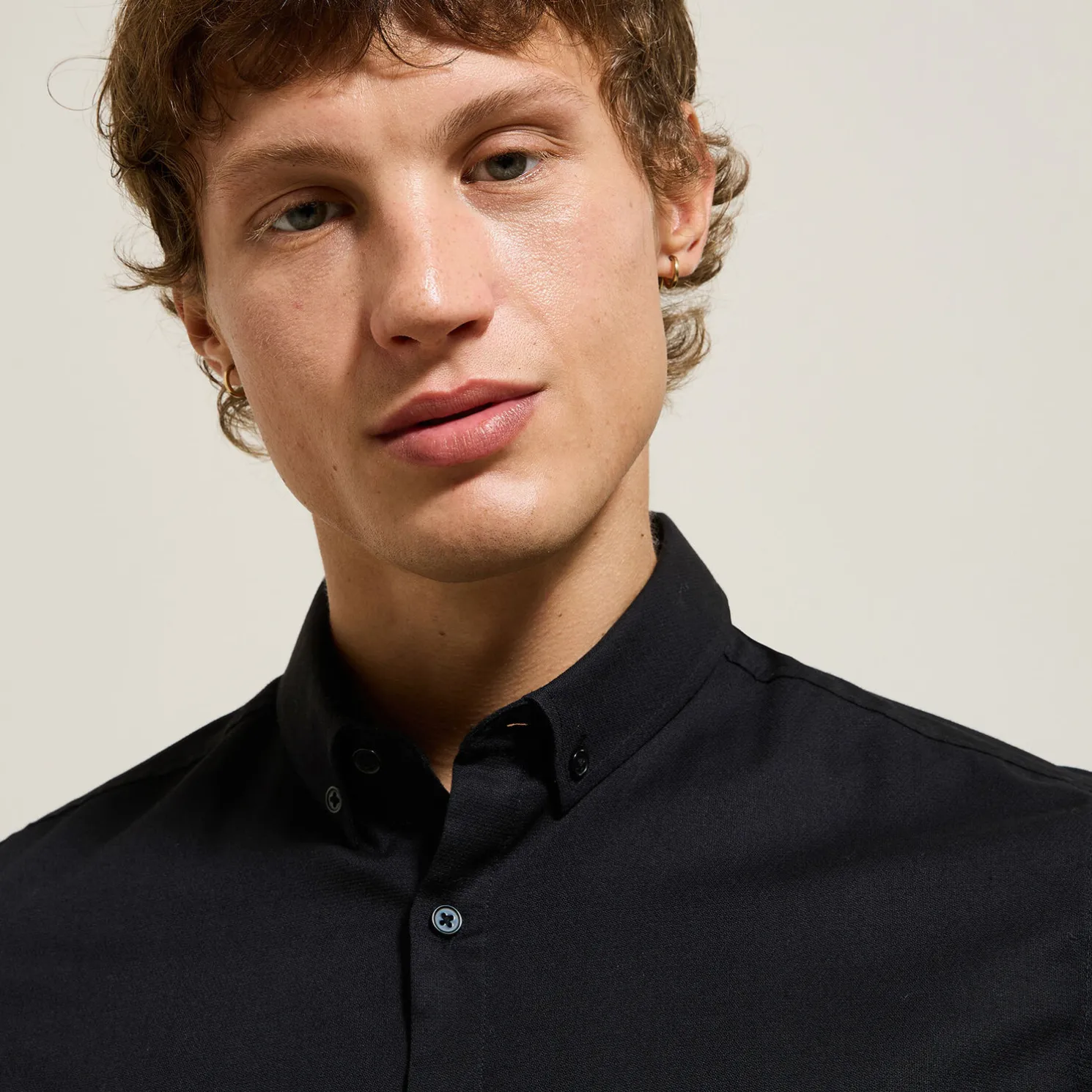 Regular effen hemd in biokatoen