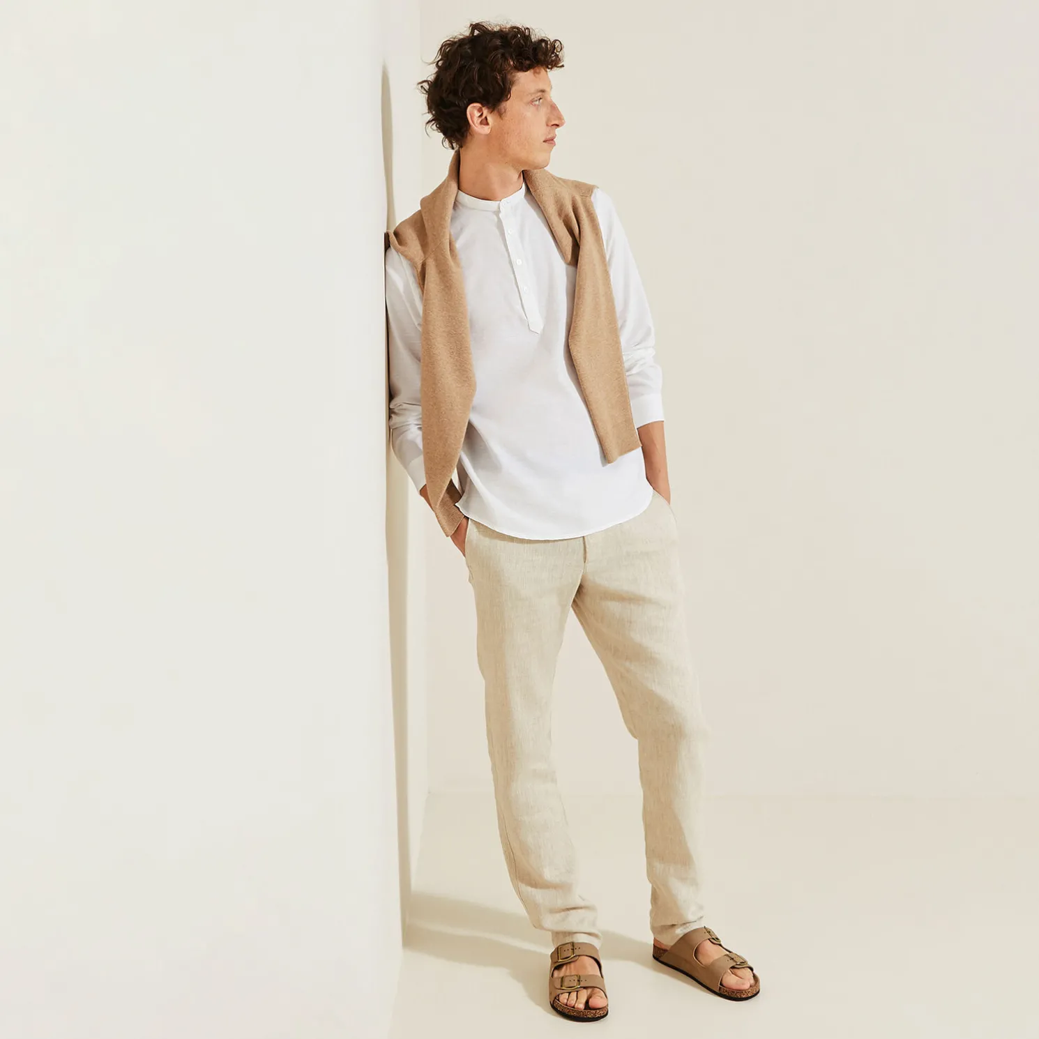 Regular effen hemd in gerecycled getextureerd kato