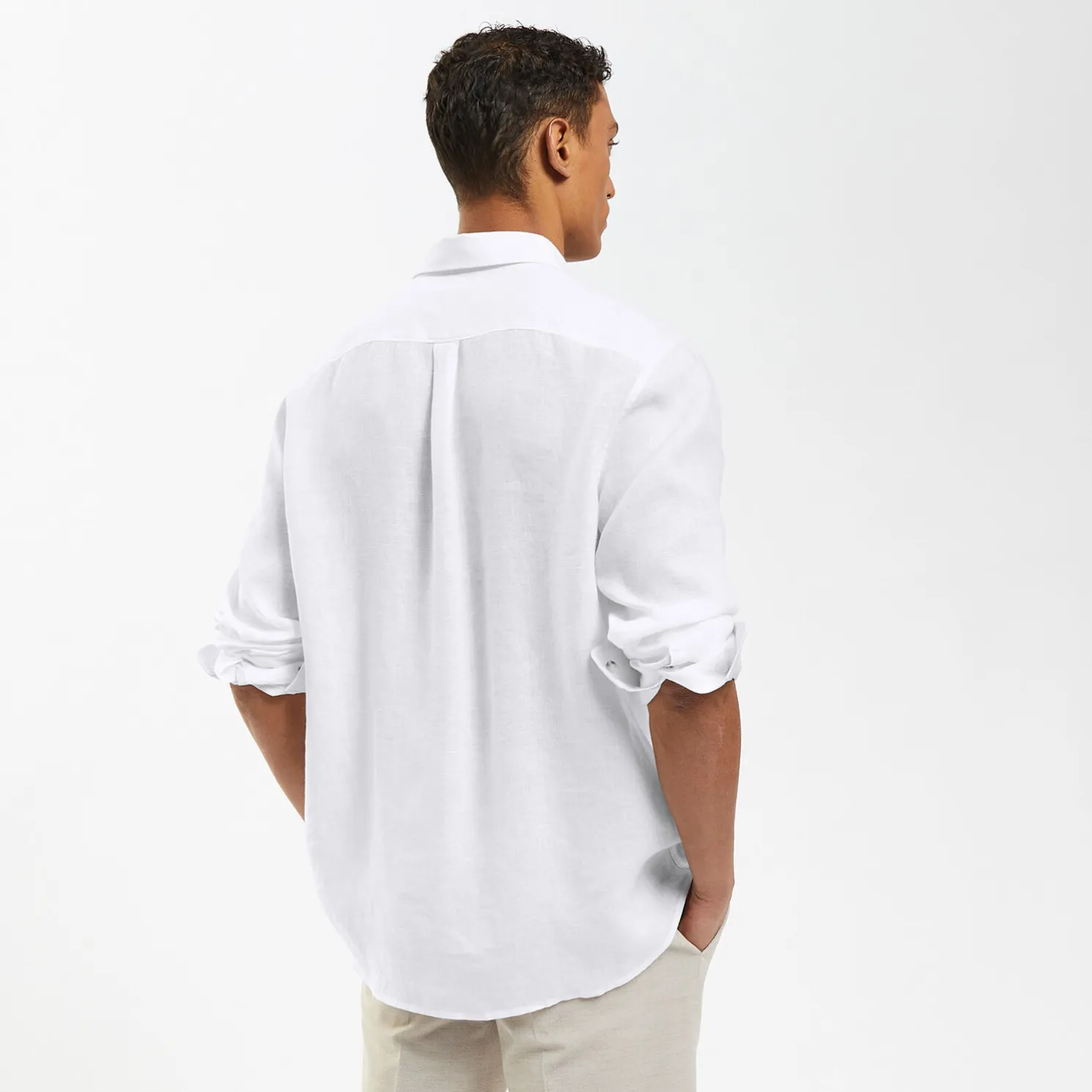 Regular effen hemd in linnen