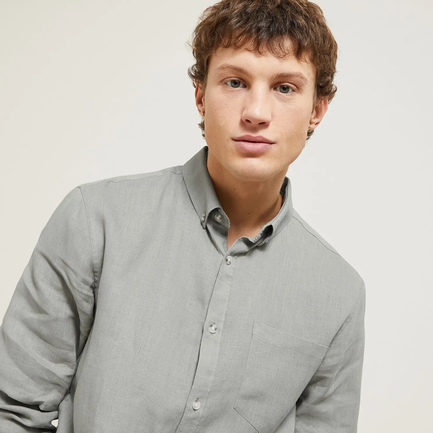 Regular effen hemd in linnen