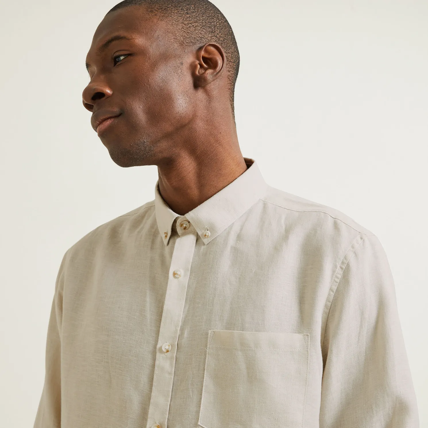 Regular effen hemd in linnen