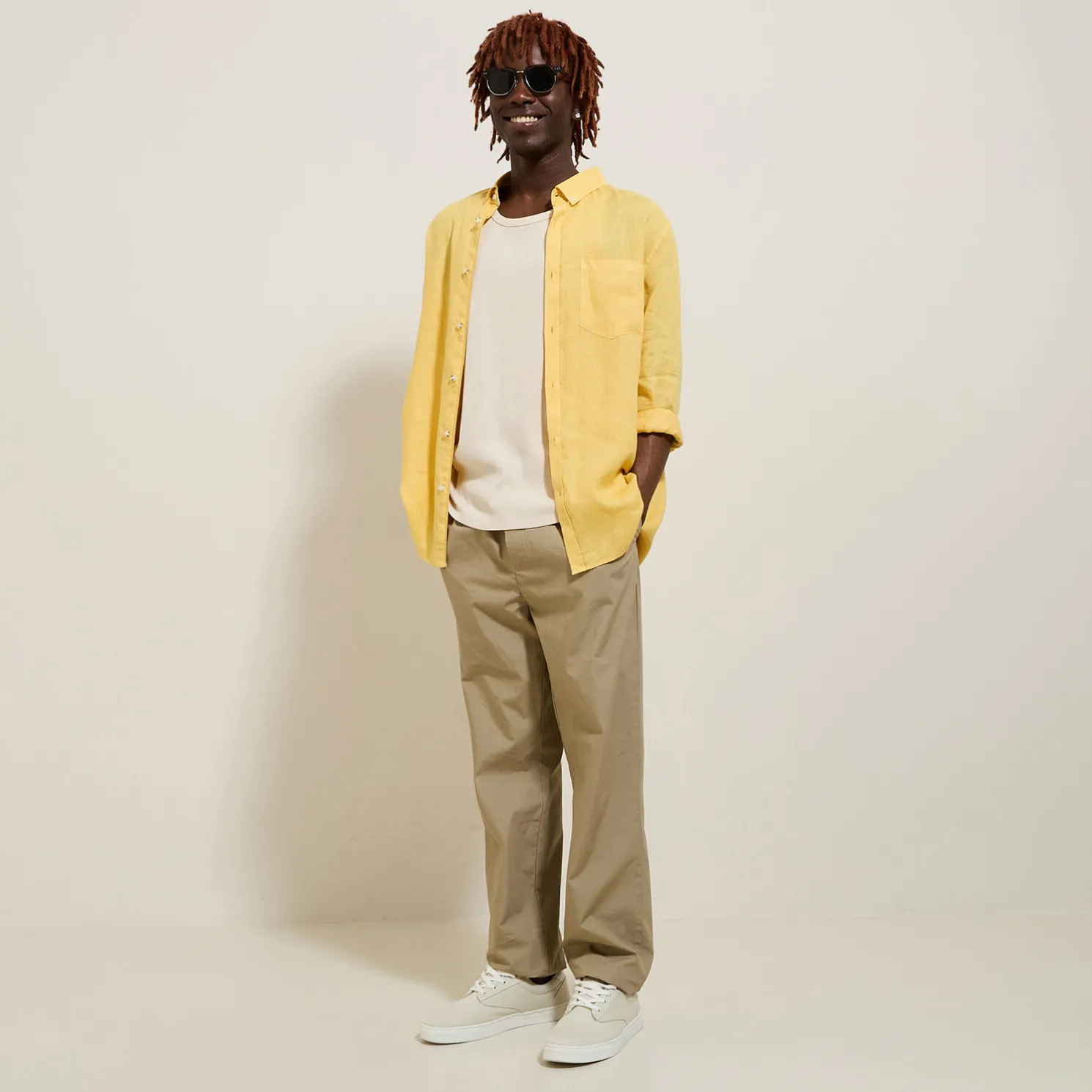 Regular effen hemd in linnen