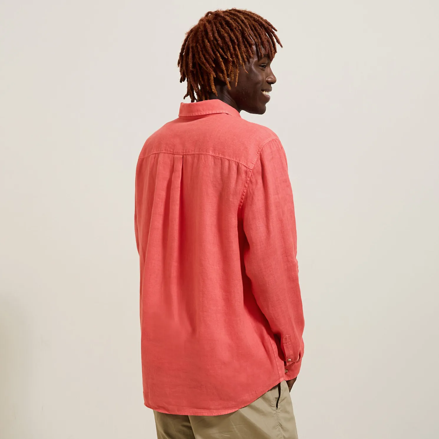 Regular effen hemd in linnen