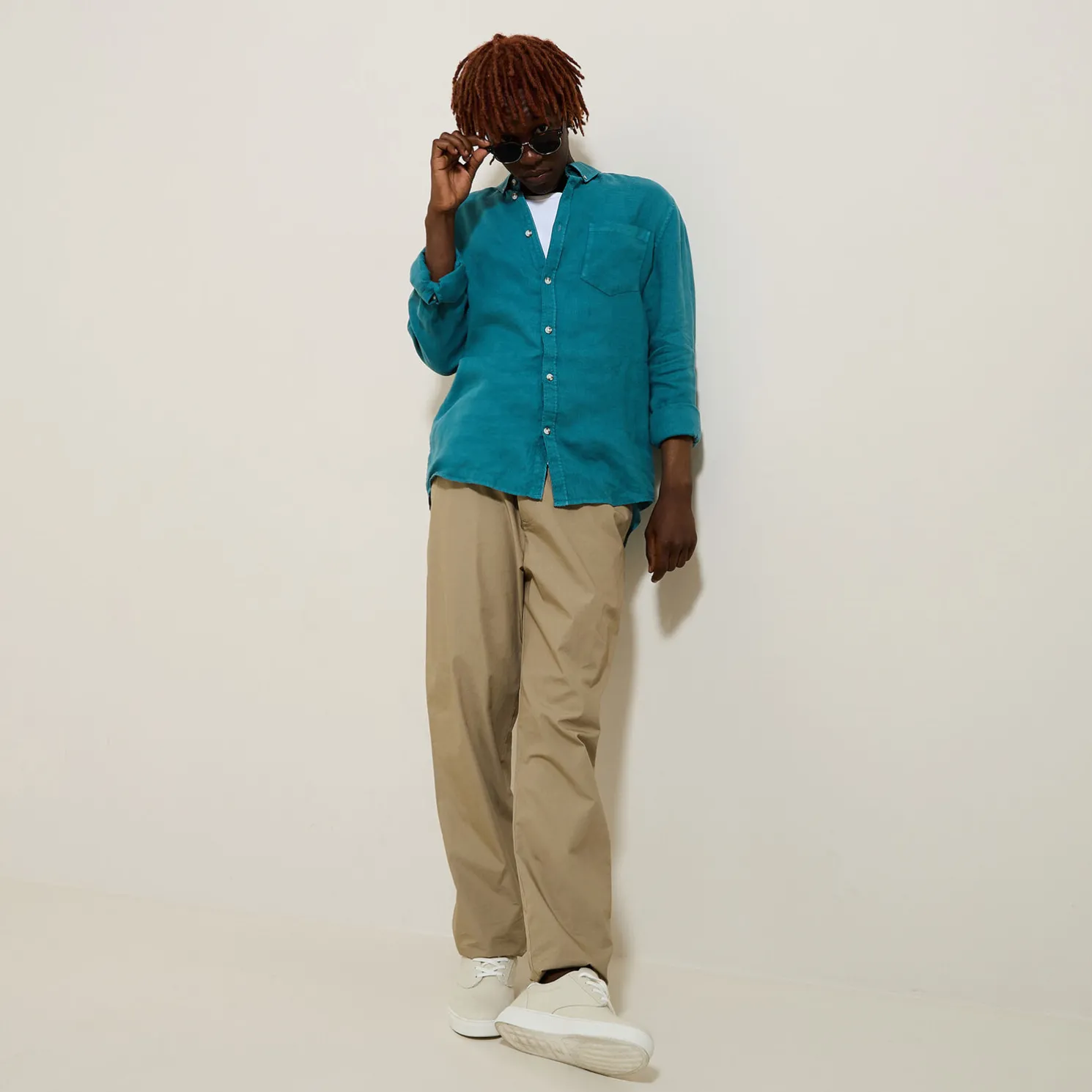 Regular effen hemd in linnen