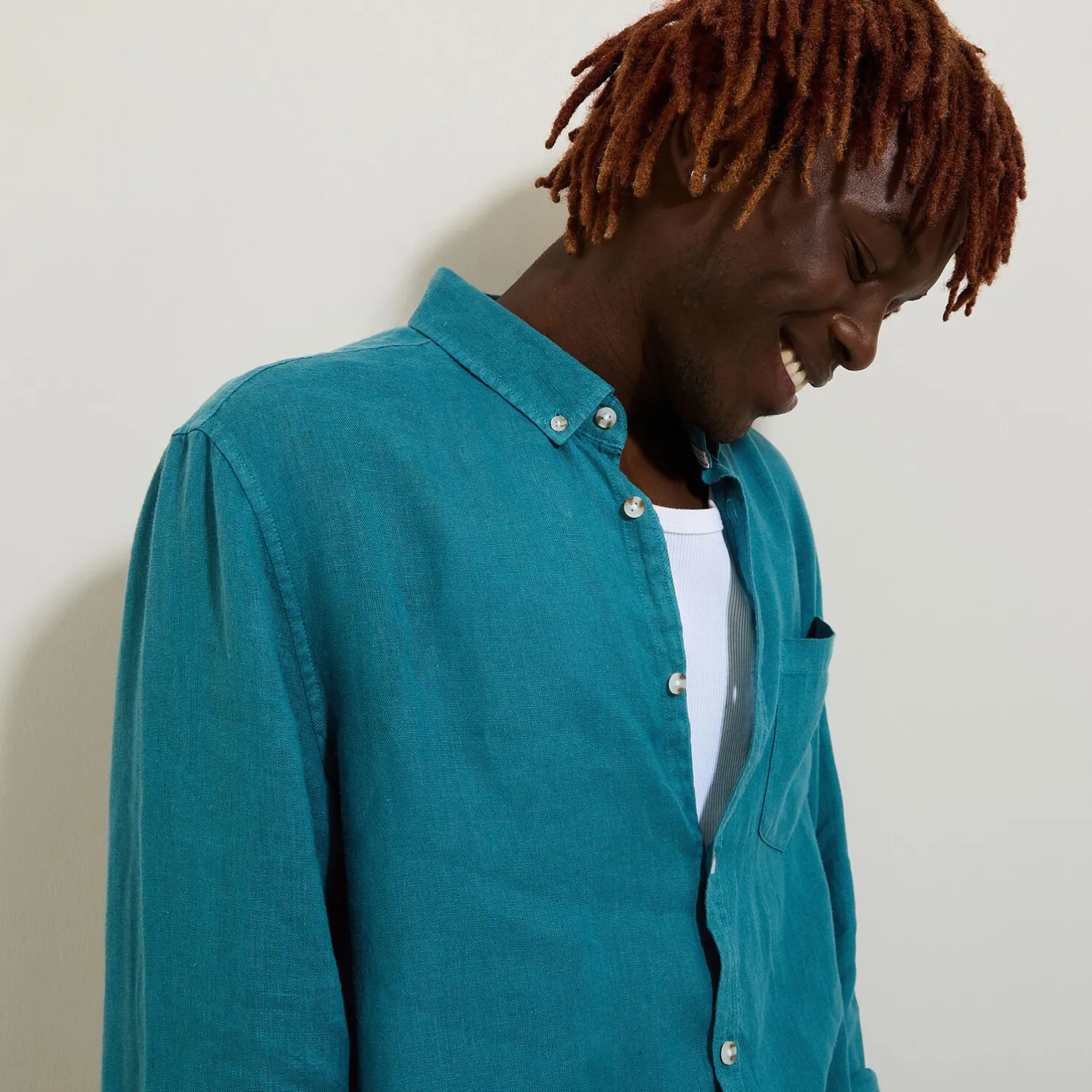 Regular effen hemd in linnen