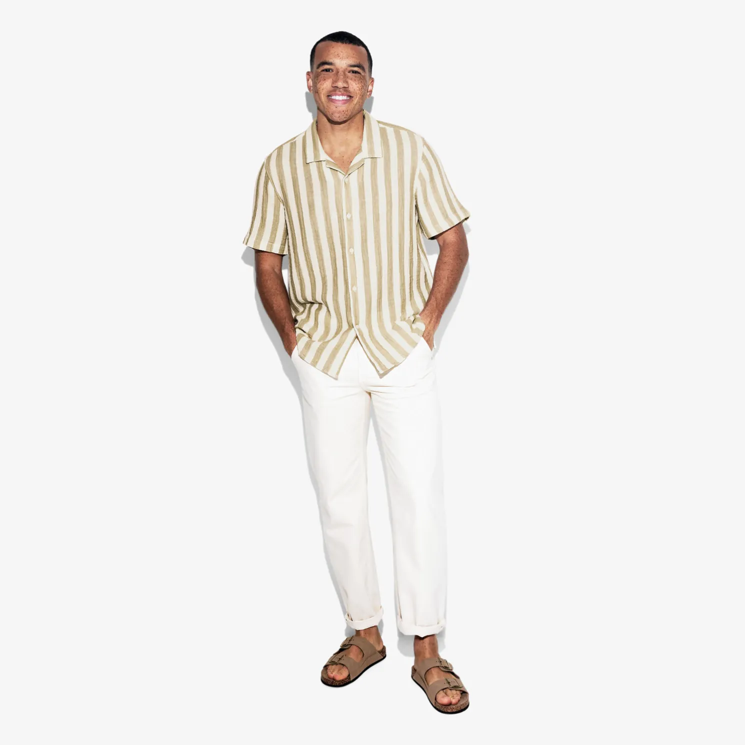 Regular fit gestreept overhemd met korte mouw van