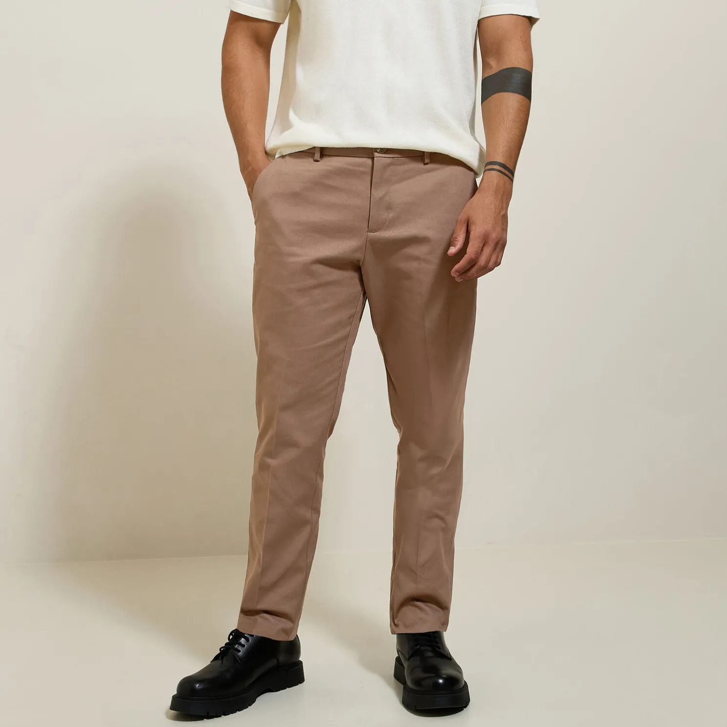 Regular fit twill broek