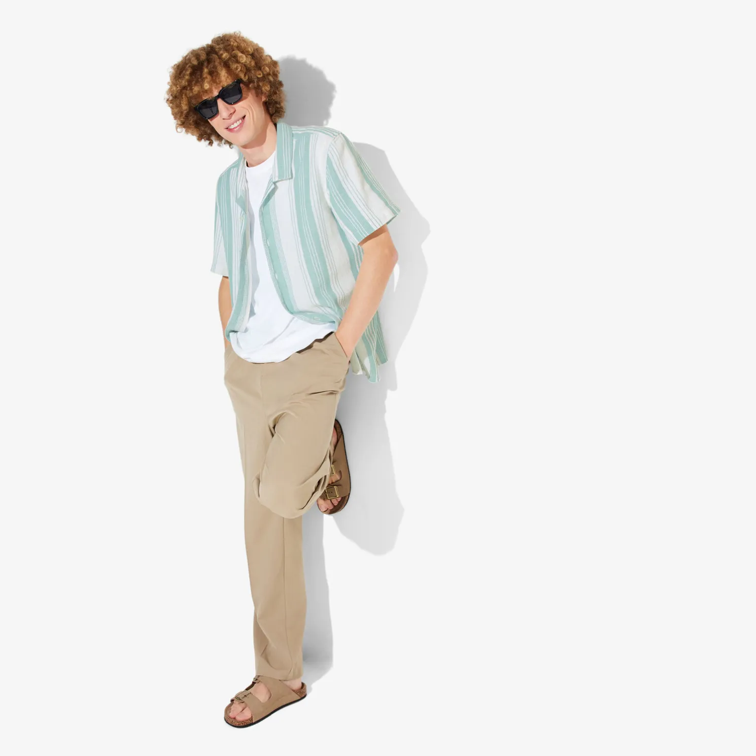 Regular gestreept hemdje in geweven katoen