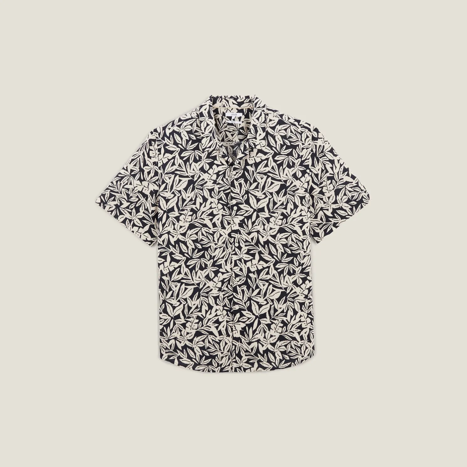 Regular hemdje met print in katoen en linnen