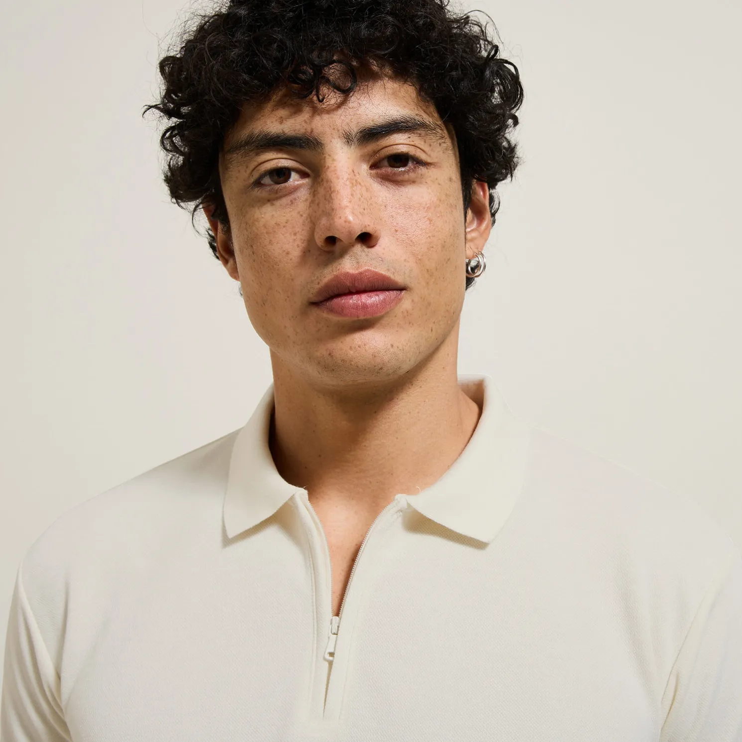 Relax polo in textuurstof met korte mouwen en polo