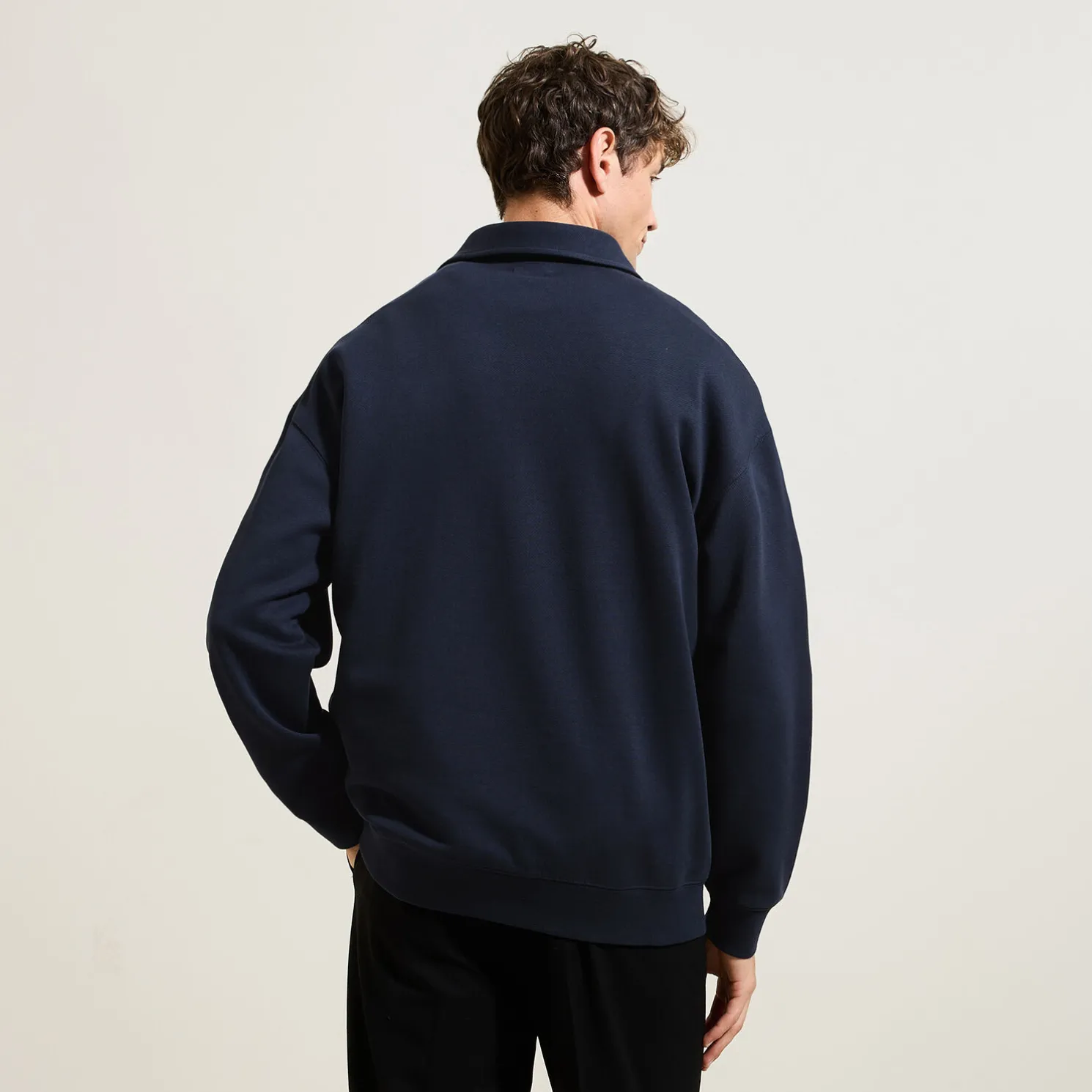 Relaxed effen sweater met polokraag