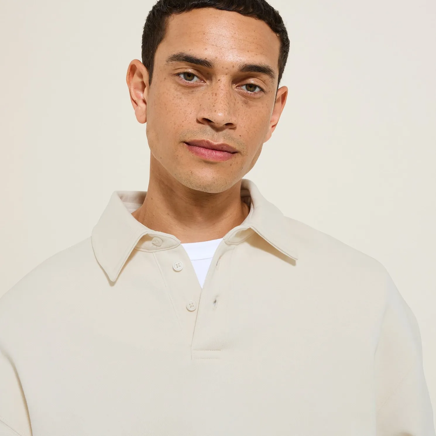 Relaxed effen sweater met polokraag