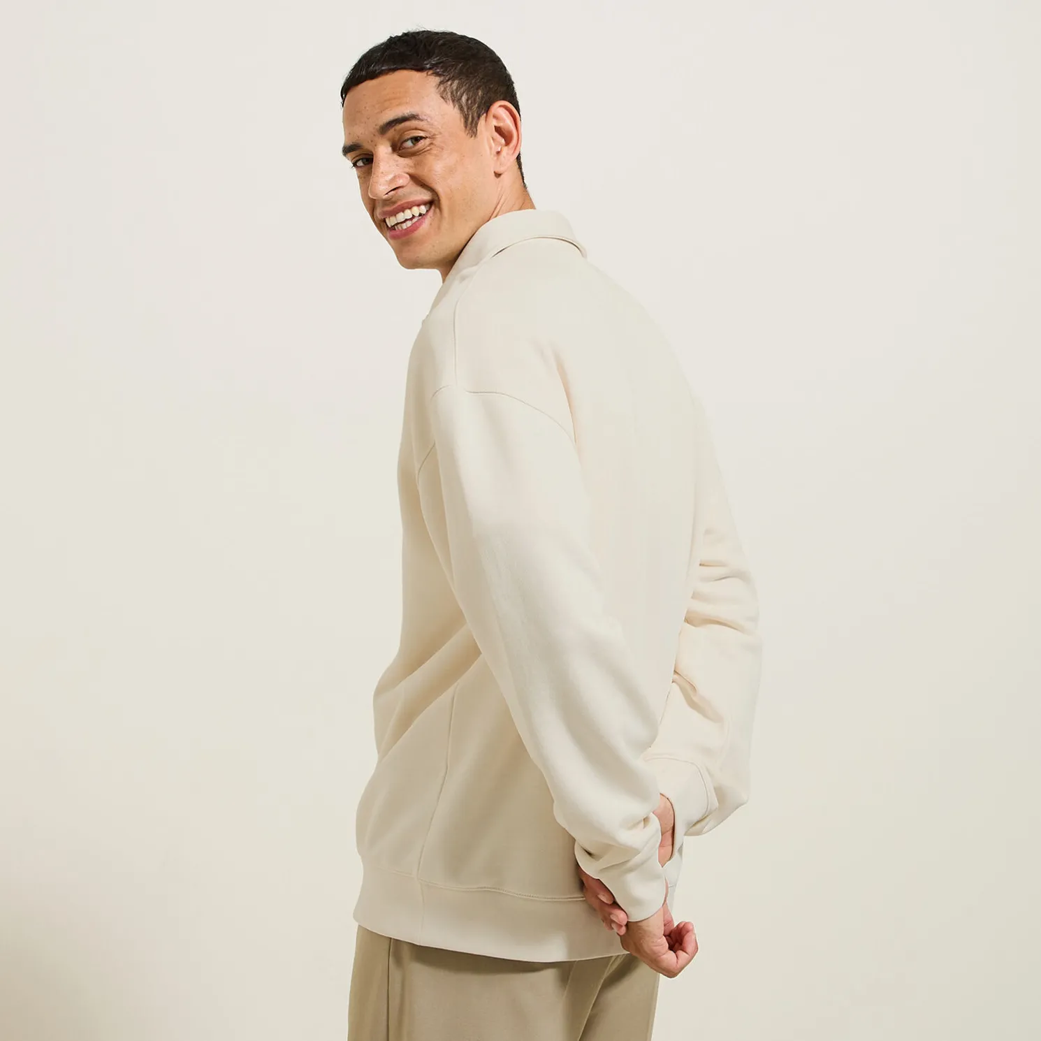 Relaxed effen sweater met polokraag