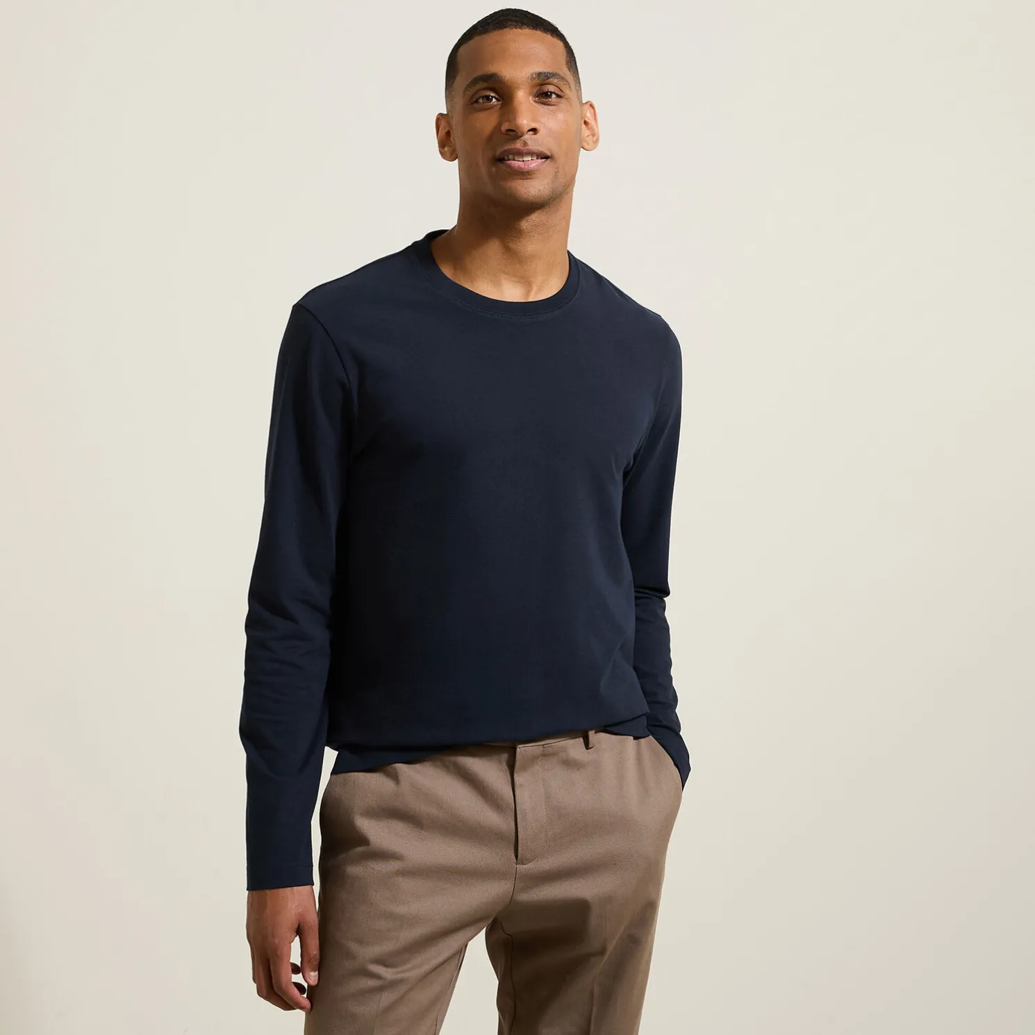 Slim basic T-shirt met ronde hals