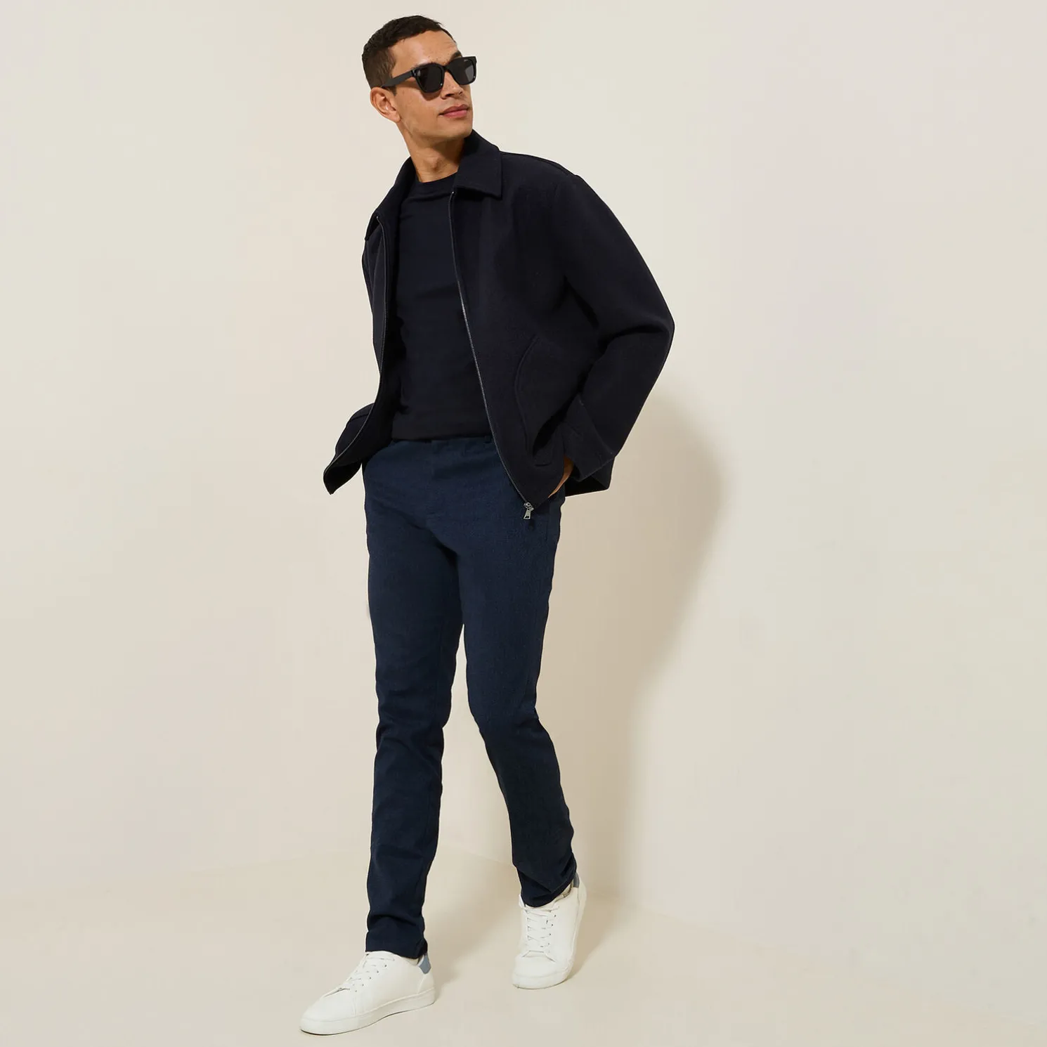 Slim chinobroek met flanelaspect