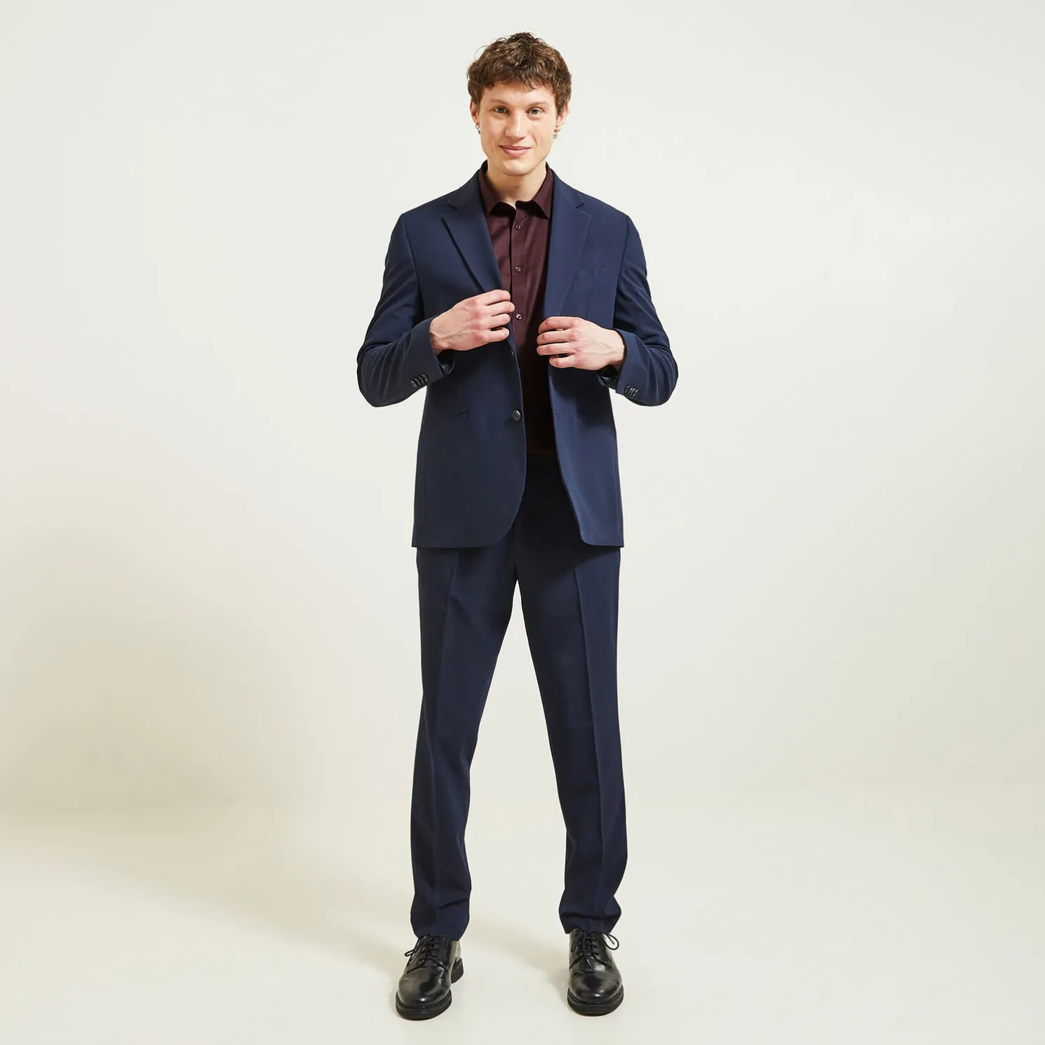 Slim effen hemd 'stay white/black' in katoen