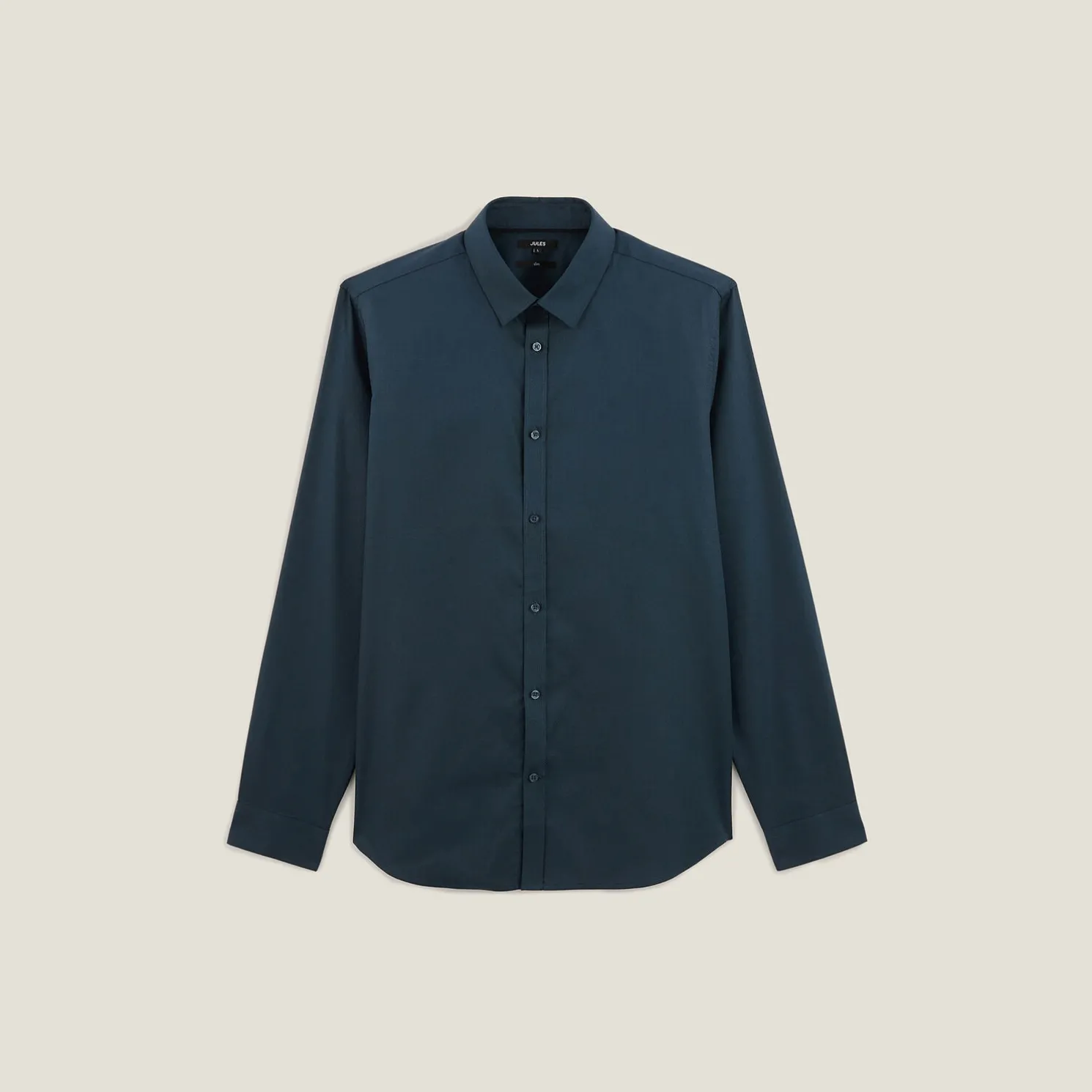 Slim effen hemd 'stay white/black' in katoen